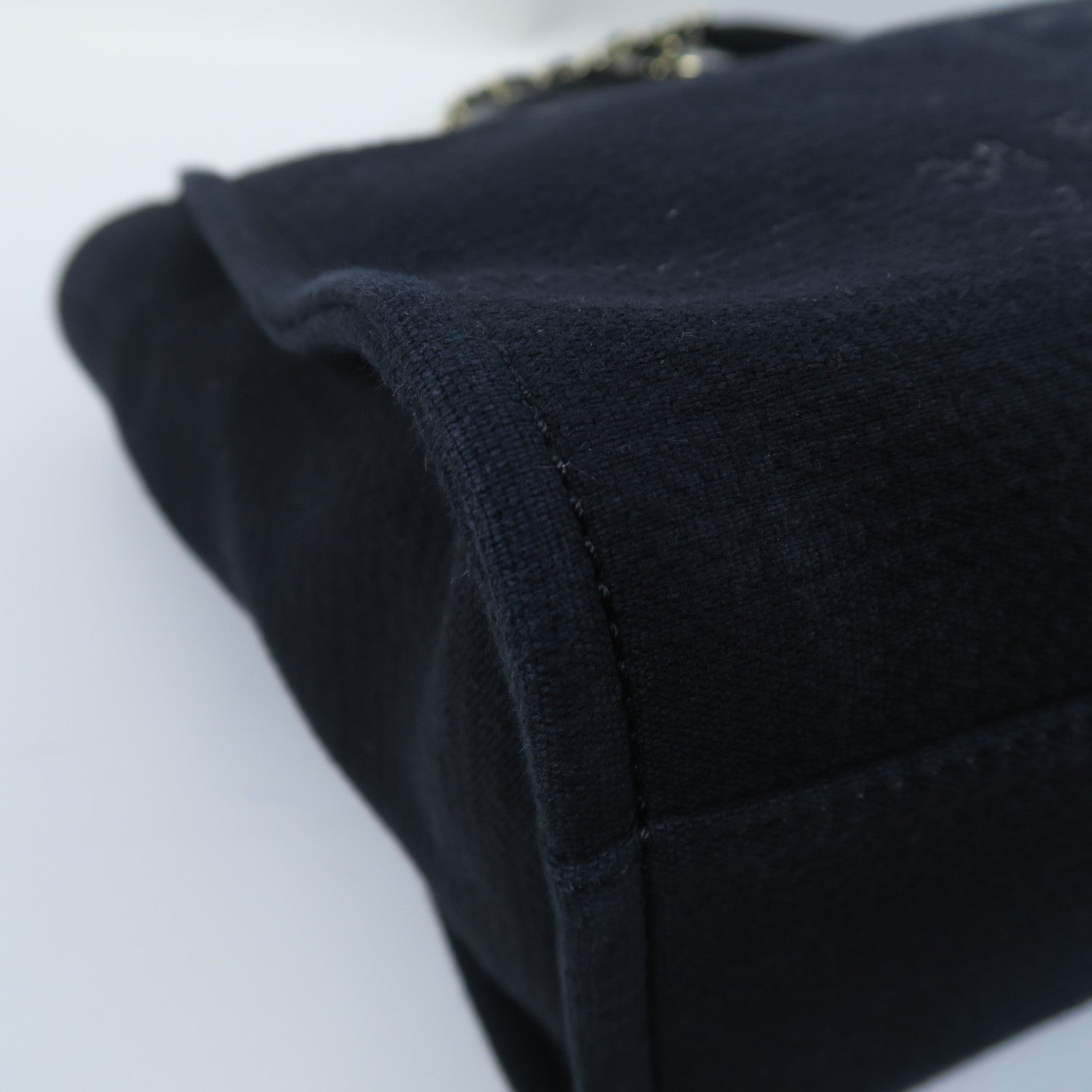 CHANEL 帆布/皮革2 Way Shoulder銀扣手挽肩背兩用袋黑色