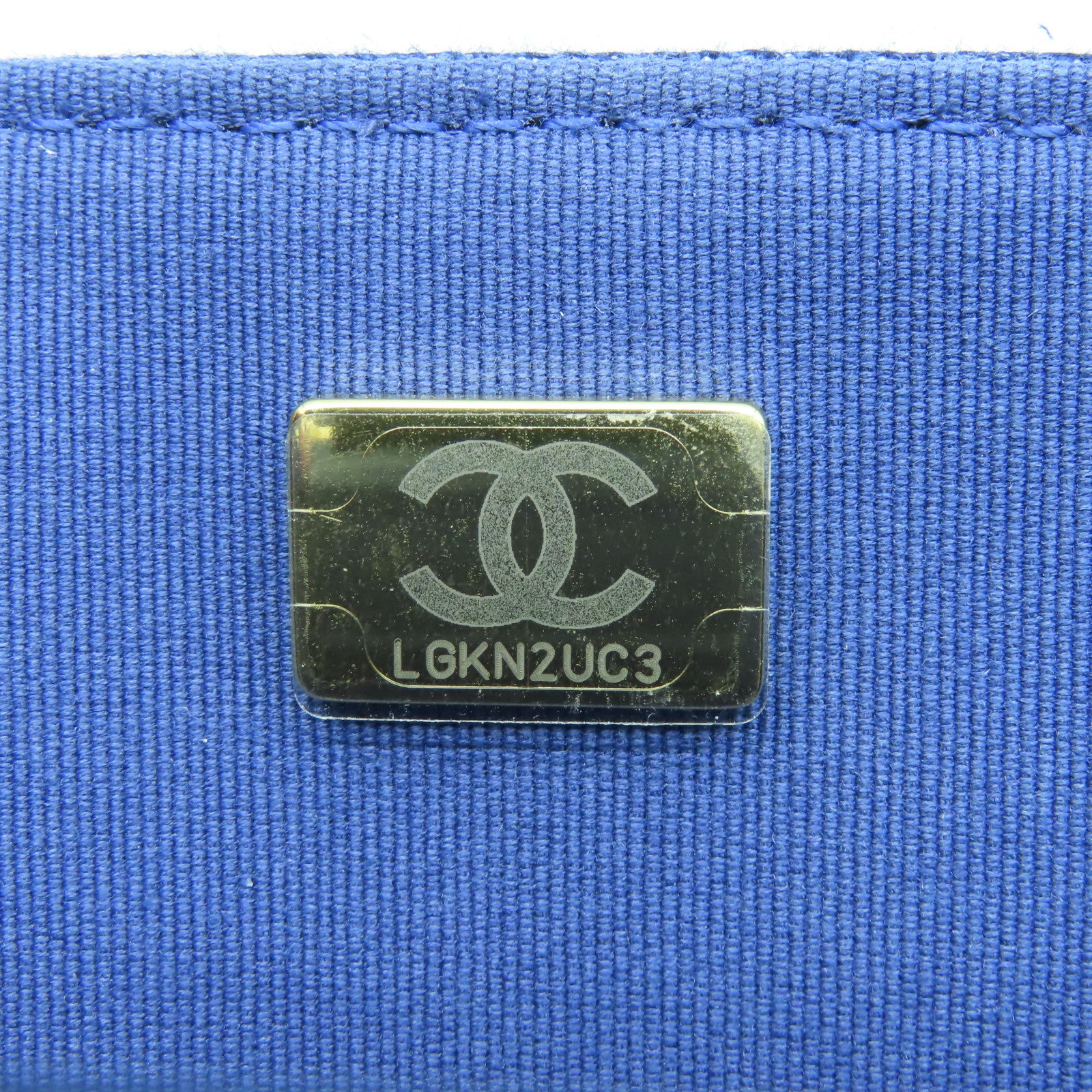 CHANEL 菱格牛仔布帆布Backpack金扣背包藍色