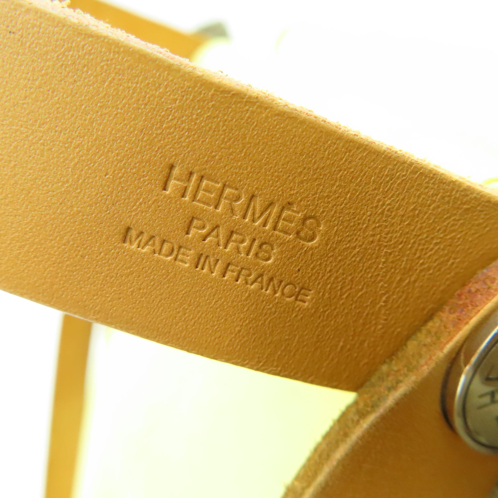 HERMES 帆布Cabag銀扣肩背袋黃色/棕色