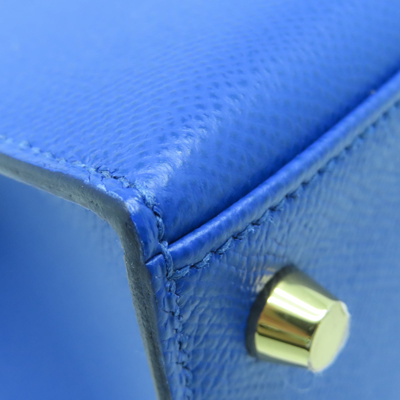 HERMES Veau Epsom皮革Kelly 25金扣手挽肩背两用袋蓝色