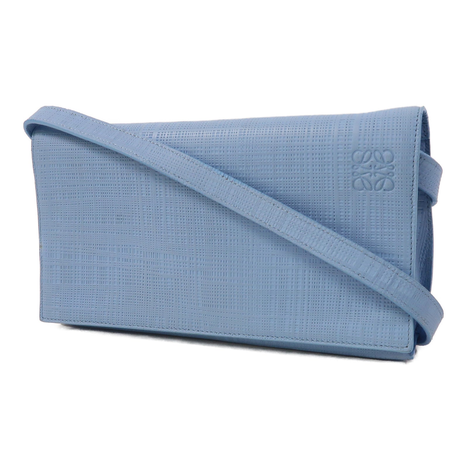 LOEWE 牛皮皮革Clutch金扣肩背袋淺藍色
