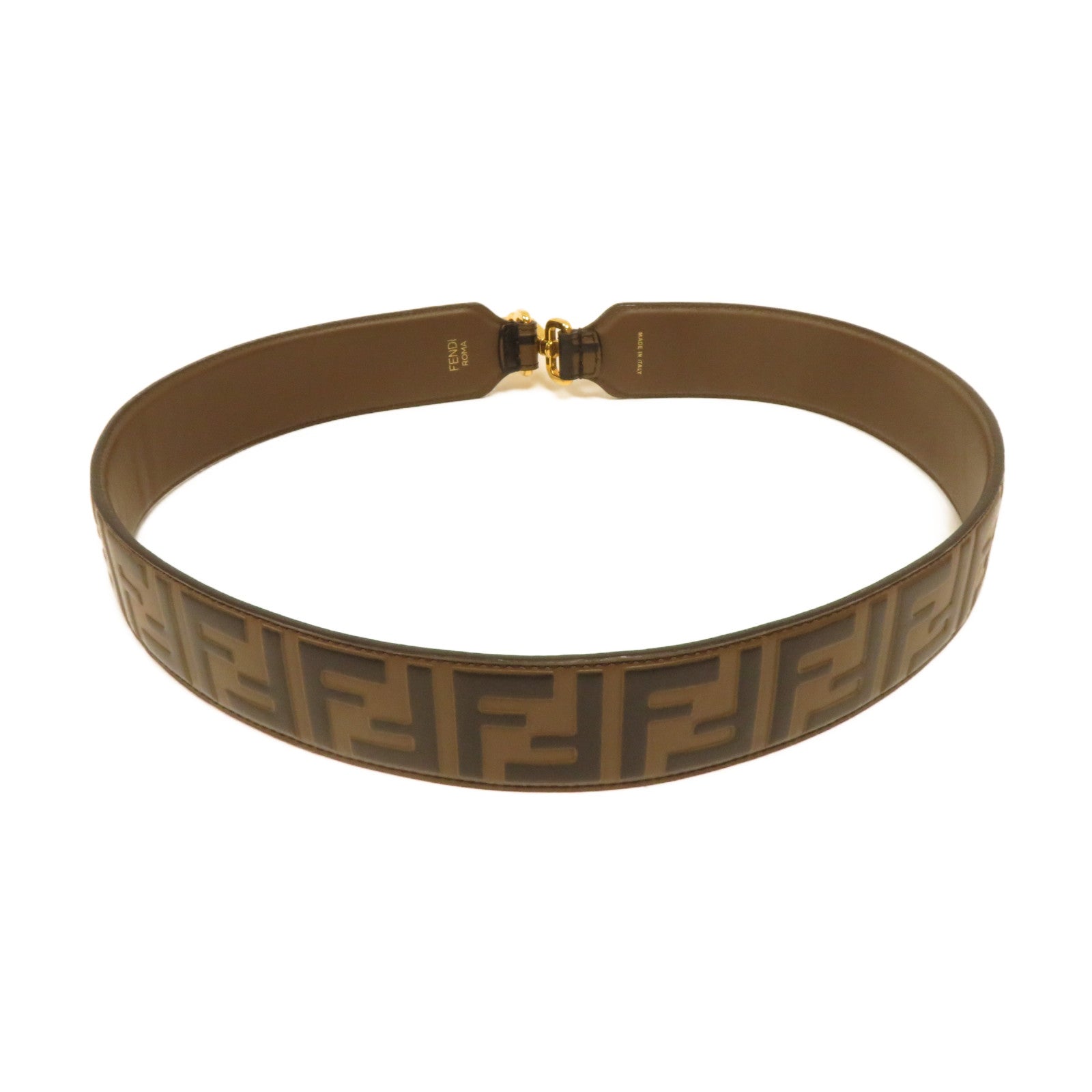 FENDI 牛皮皮革Strap You金扣肩背帶啡色