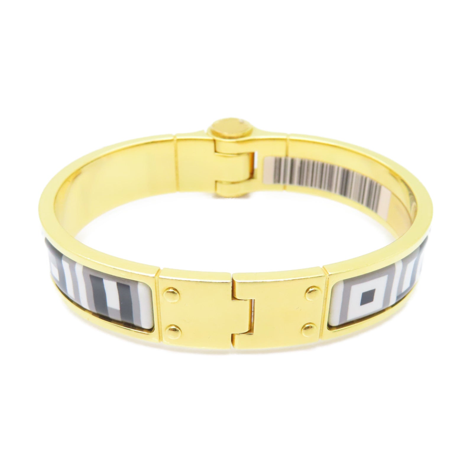 HERMES 琺瑯/金屬Bangle手鐲黑色/灰色/白色