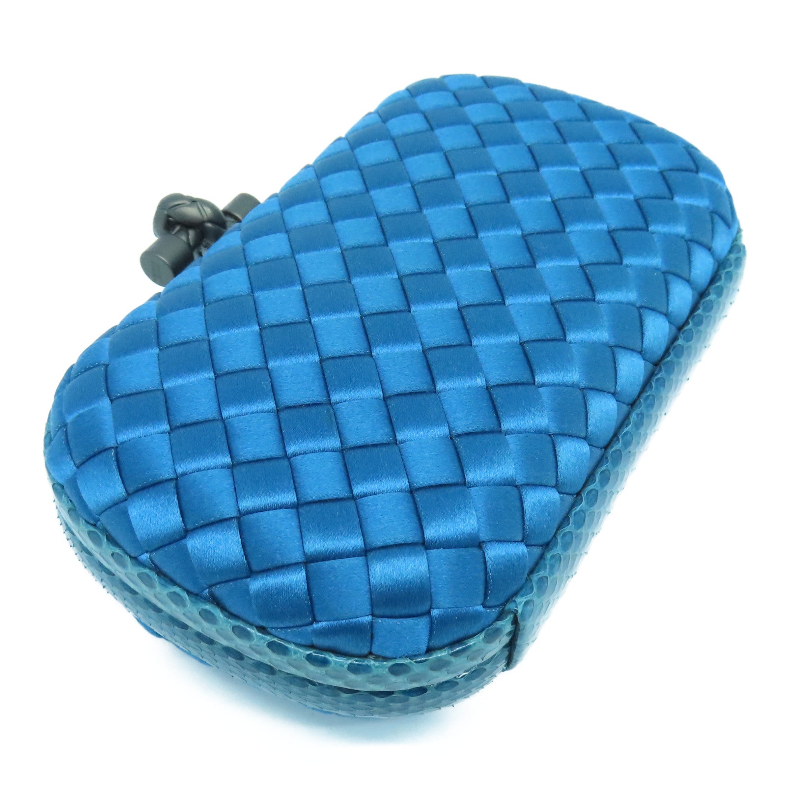 BOTTEGA VENETA Satin Knot Clutch Bag Blue