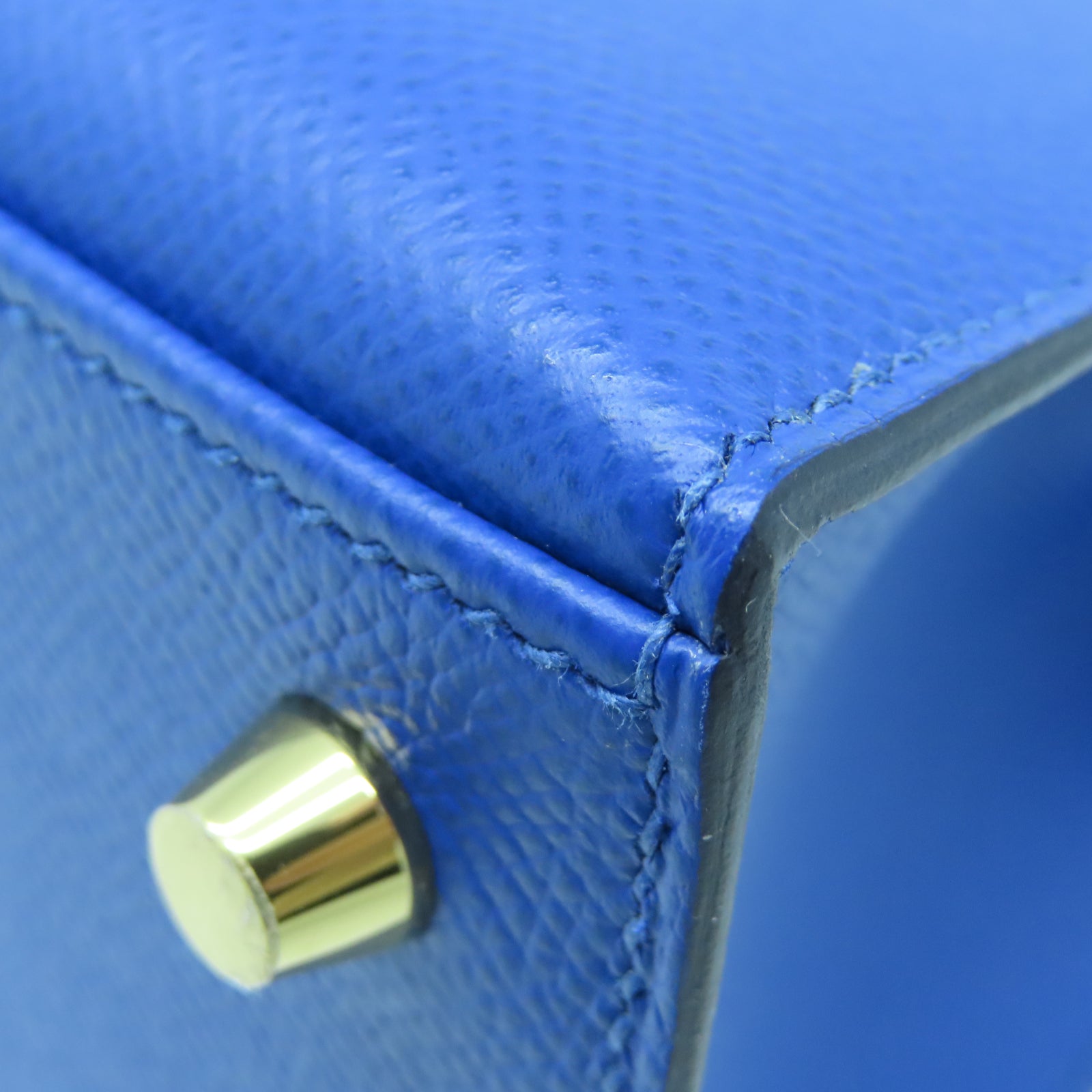 HERMES Veau Epsom皮革Kelly 25金扣手挽肩背两用袋蓝色