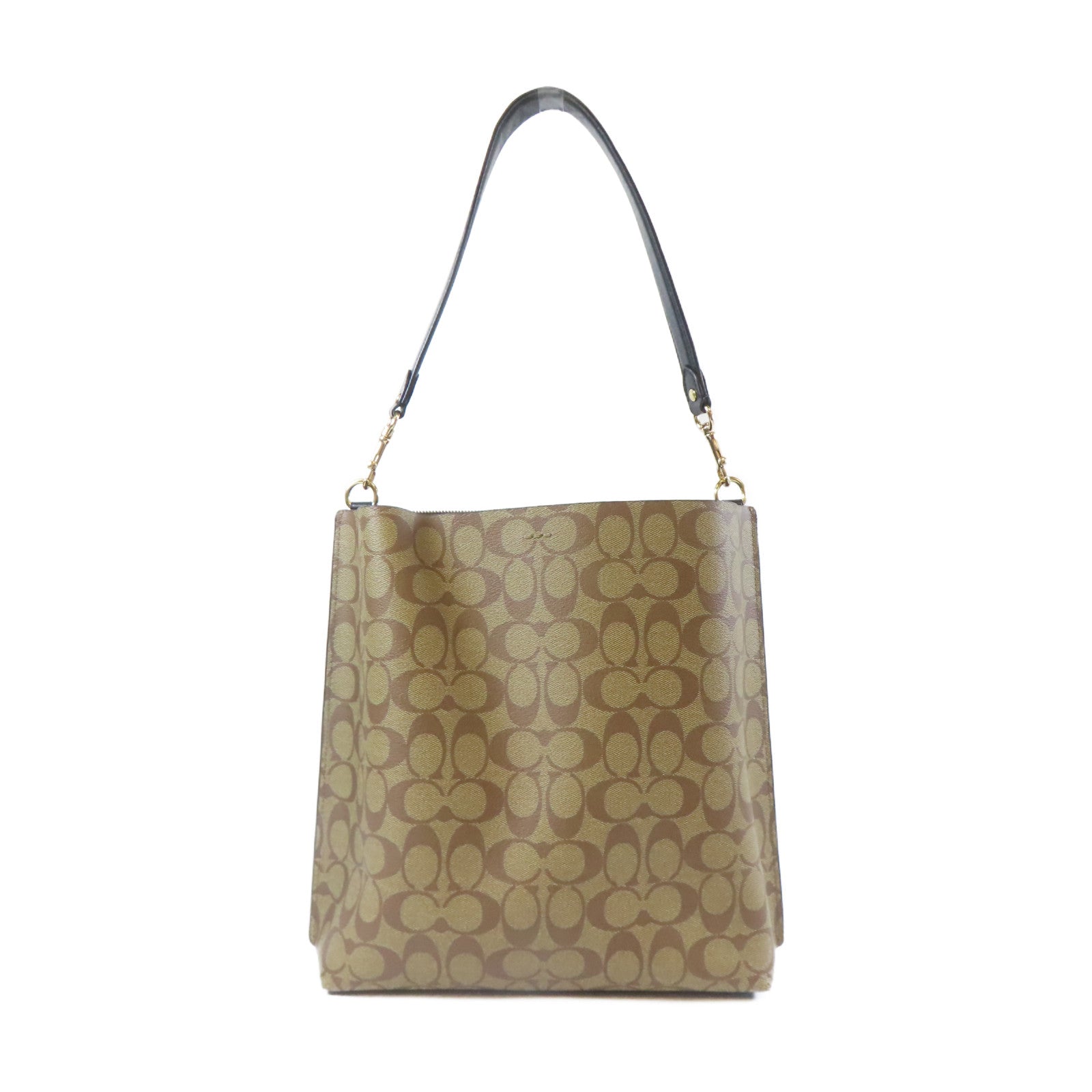 COACH 塗層帆布2way Shoulder Bag金扣手挽肩背兩用袋棕色