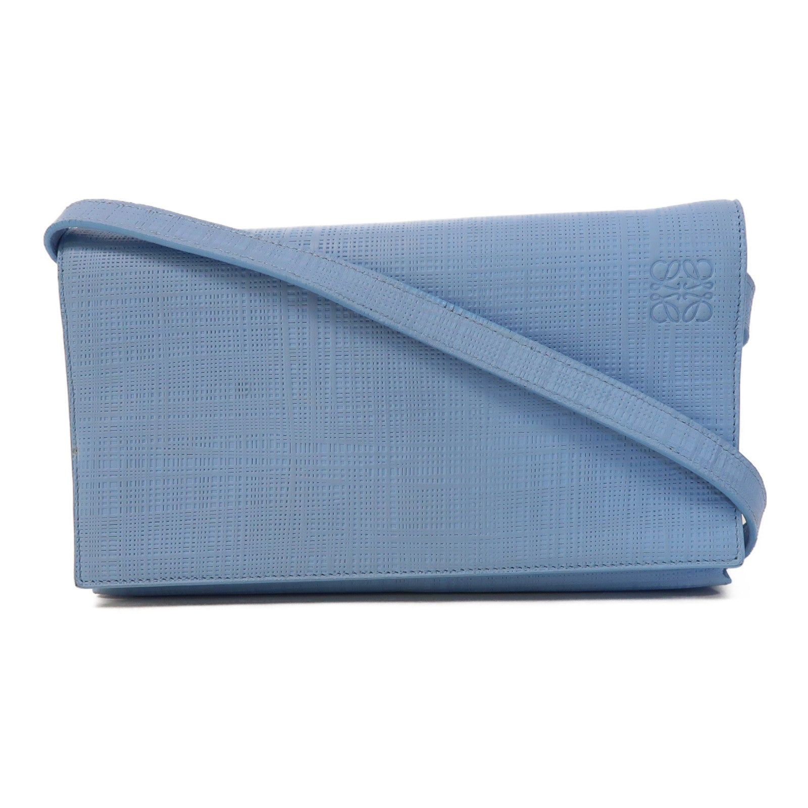 LOEWE 牛皮皮革Clutch金扣肩背袋淺藍色