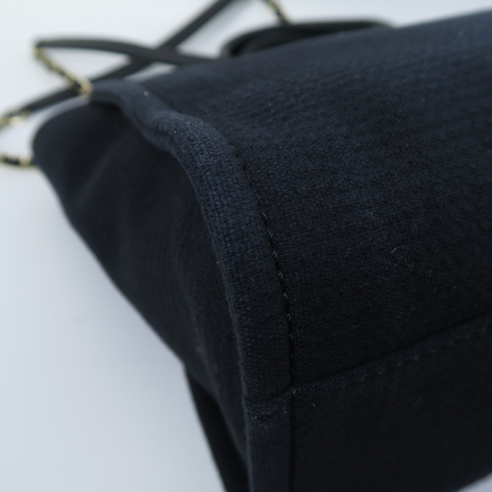 CHANEL 帆布/皮革2 Way Shoulder銀扣手挽肩背兩用袋黑色
