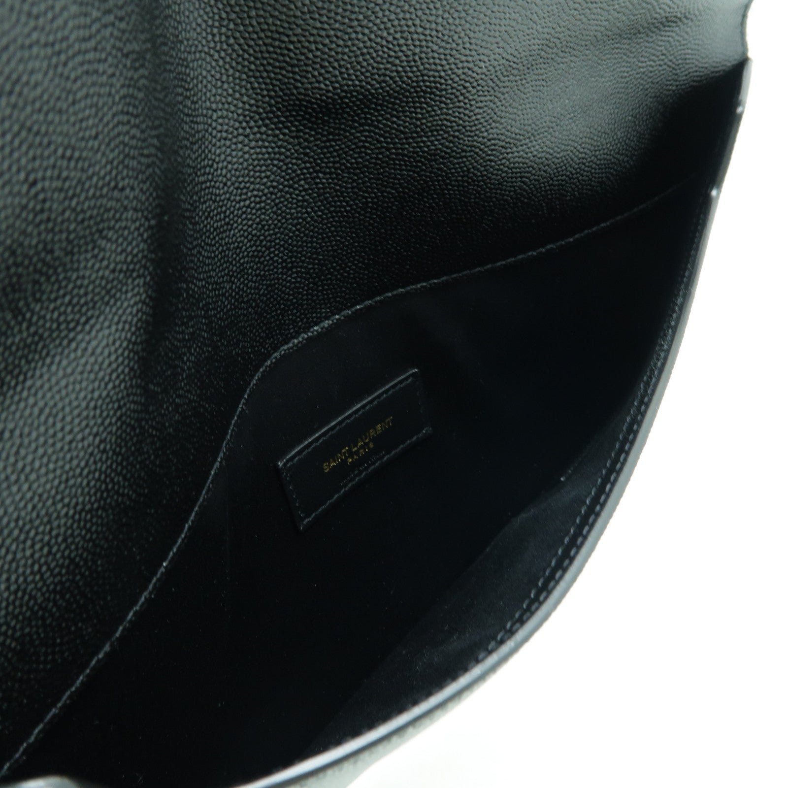 SAINT LAURENT 牛皮皮革Pouch金扣手拿包黑色