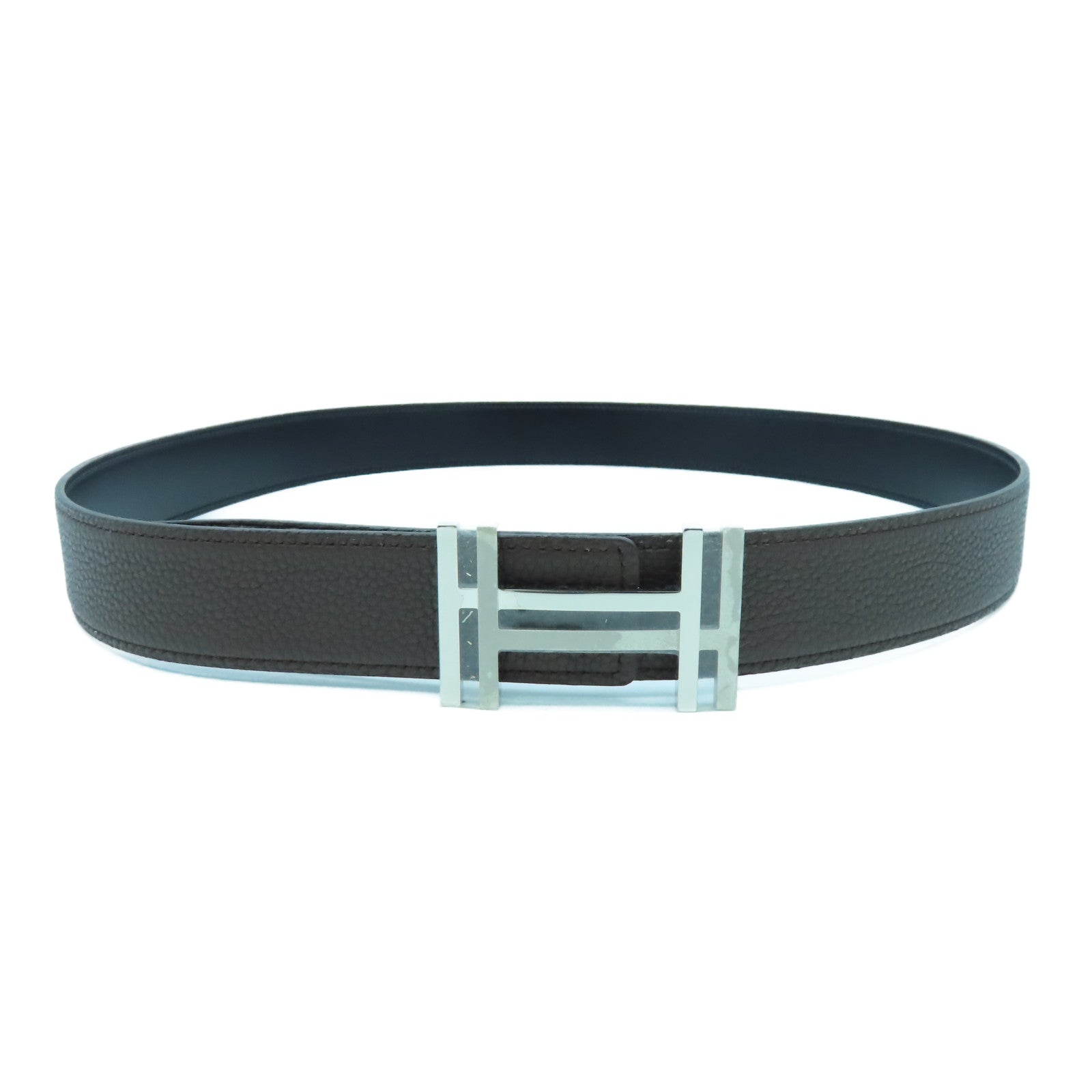 HERMES 【激減優惠】Togo皮革/Box Calf皮革Belt 90cm銀扣皮帶黑色/啡色