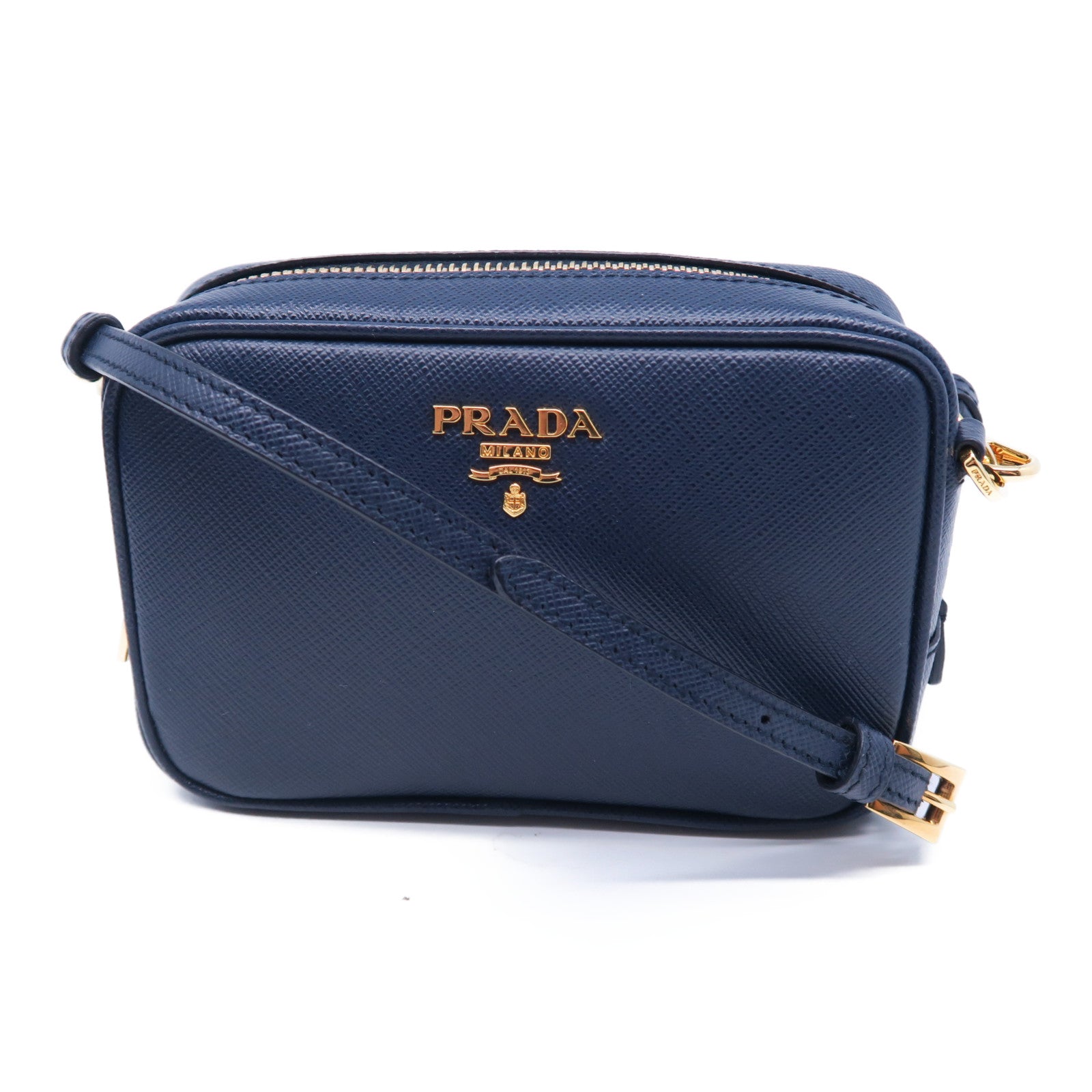 PRADA 牛皮皮革Shoulder Bag金扣肩背袋藍色