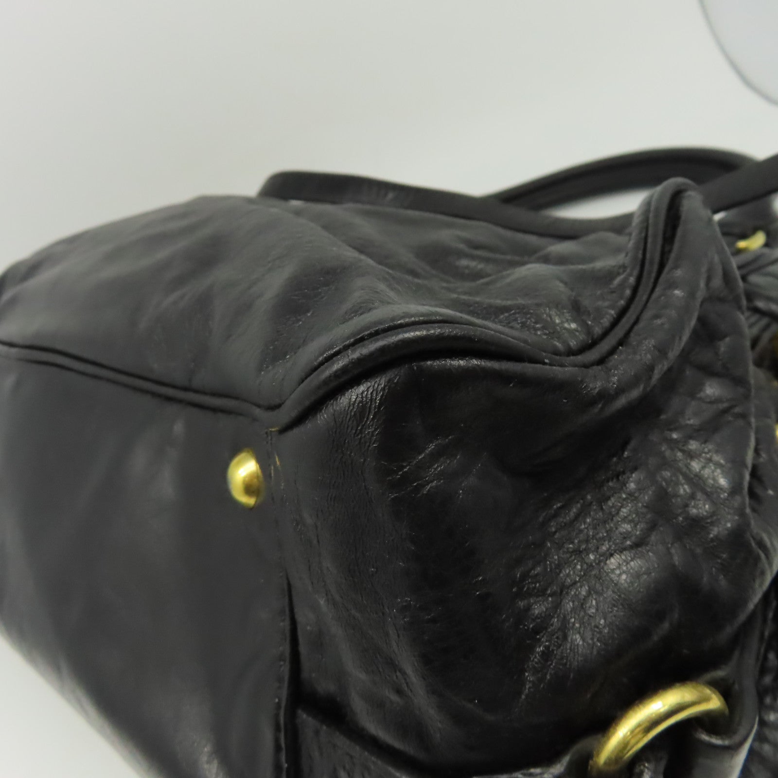 Miu Miu 牛皮皮革2 Way Shoulder金扣手挽肩背兩用袋黑色