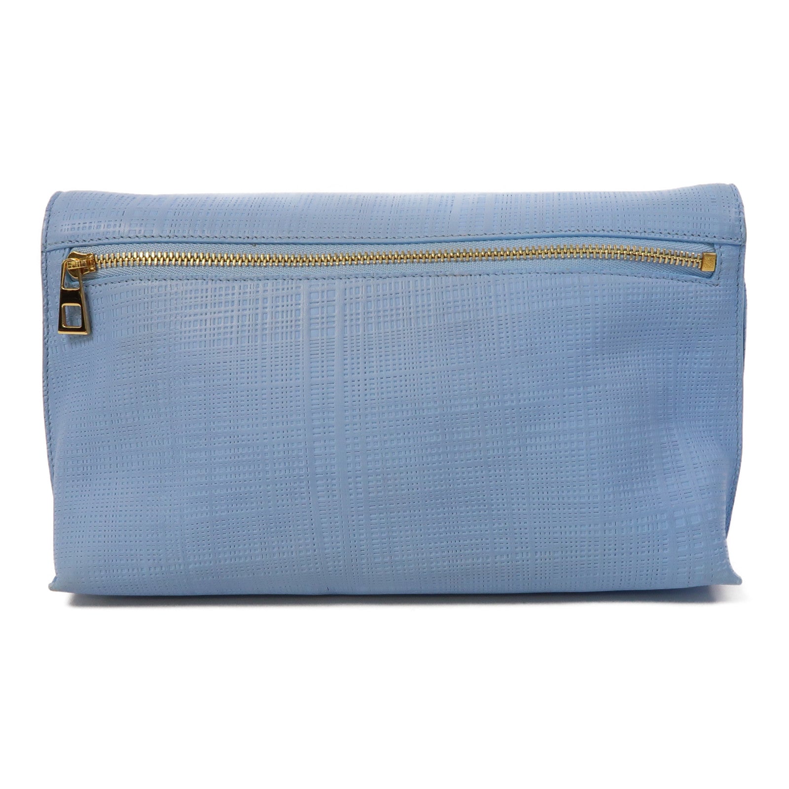LOEWE 牛皮皮革Clutch金扣肩背袋淺藍色