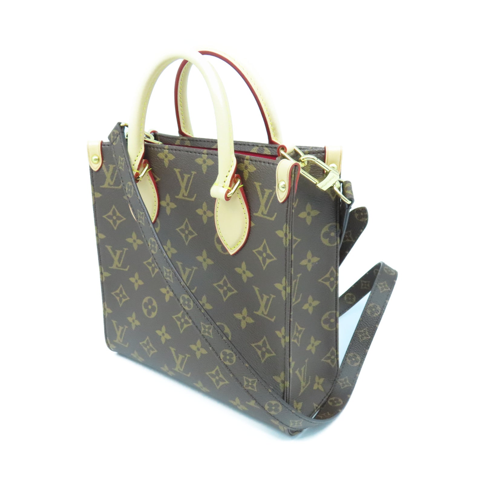 LOUIS VUITTON Monogram Plat BB金扣手挽肩背兩用袋棕色