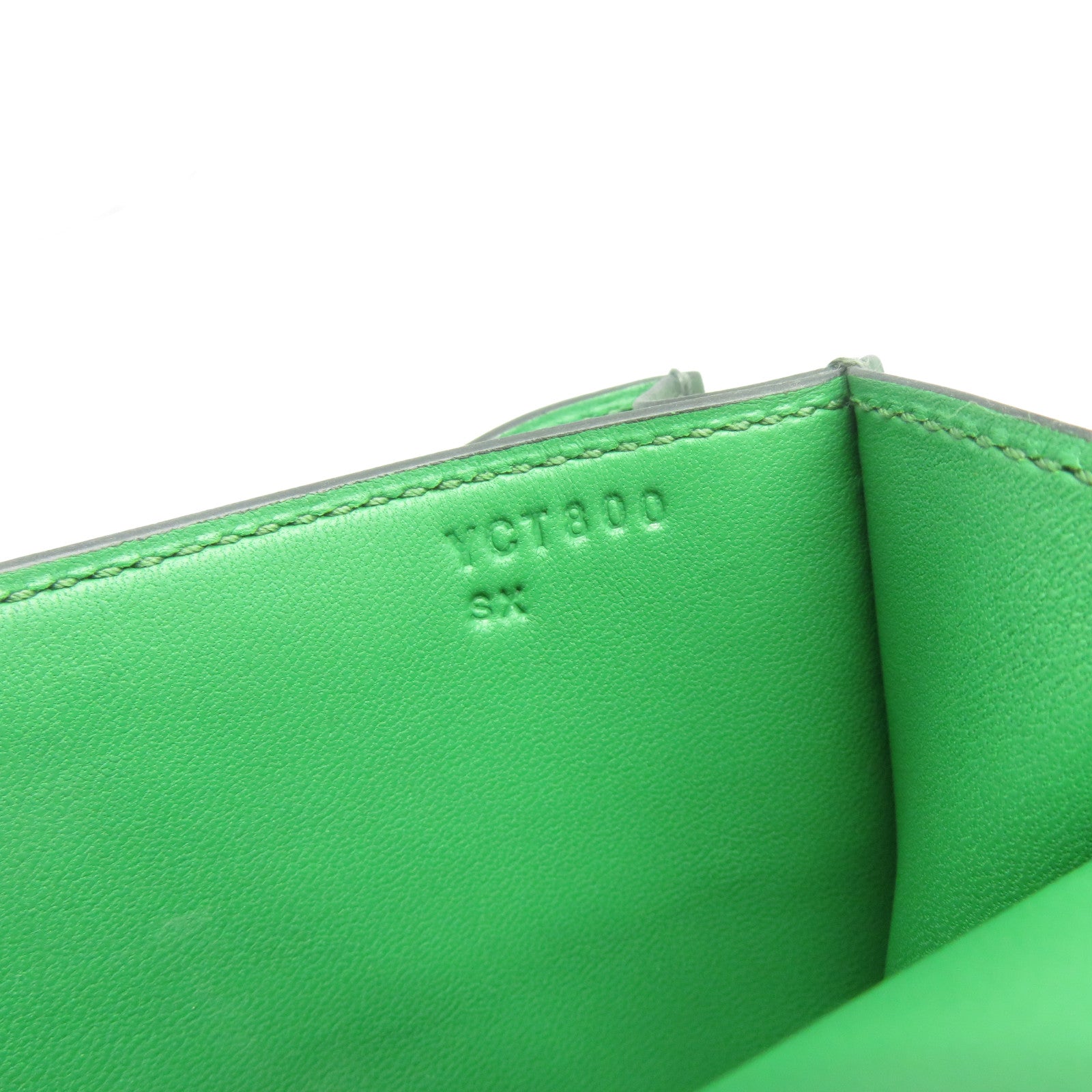 HERMES Evercolour皮革Constance Mini銀扣肩背袋英國綠色