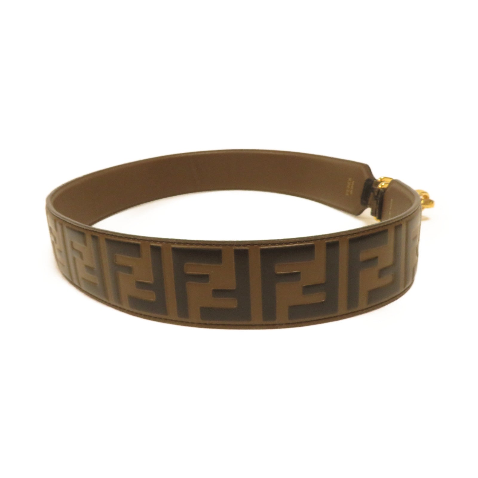 FENDI 牛皮皮革Strap You金扣肩背帶啡色