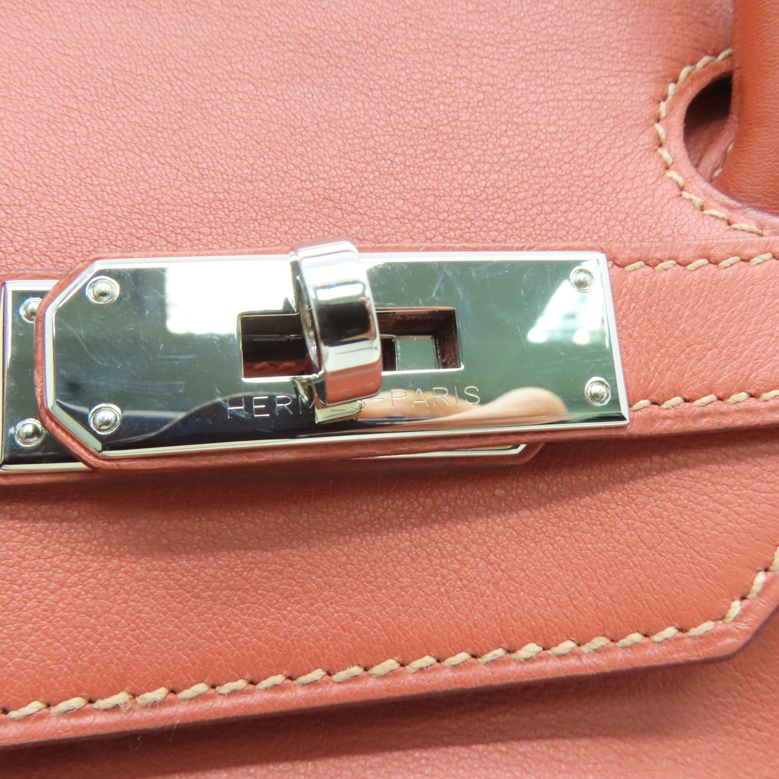 HERMES [Sharp Discount] Swift Leather Birkin 35 Silver Buckle Hand Bag Rosy