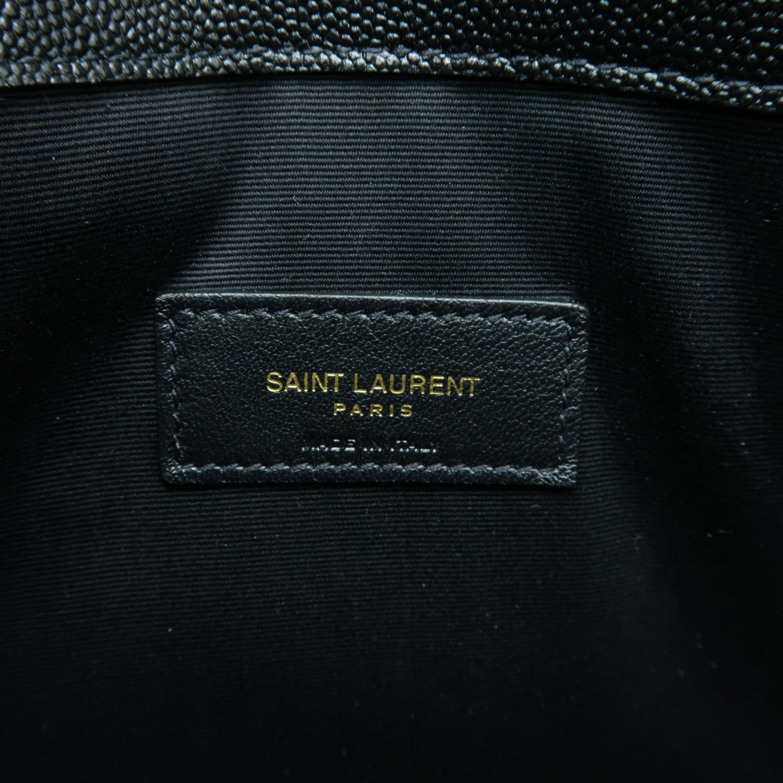 SAINT LAURENT 牛皮皮革Pouch金扣手拿包黑色