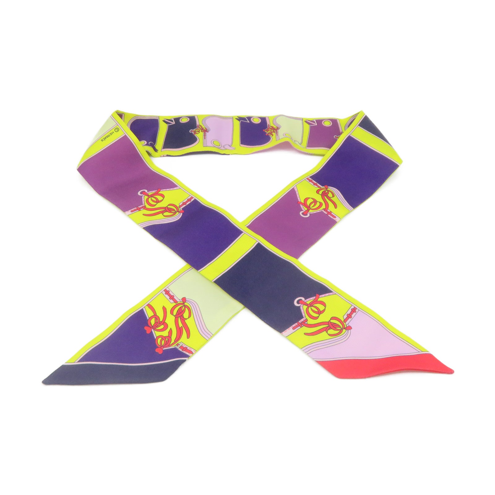 HERMES Silk Twilly Scarf Purple/Color