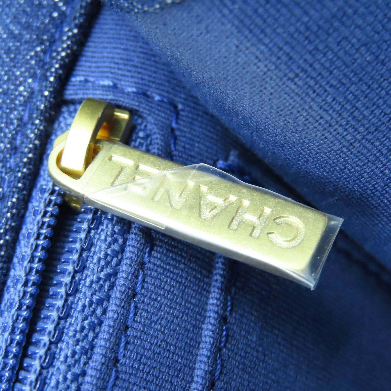 CHANEL 菱格牛仔布帆布Backpack金扣背包藍色