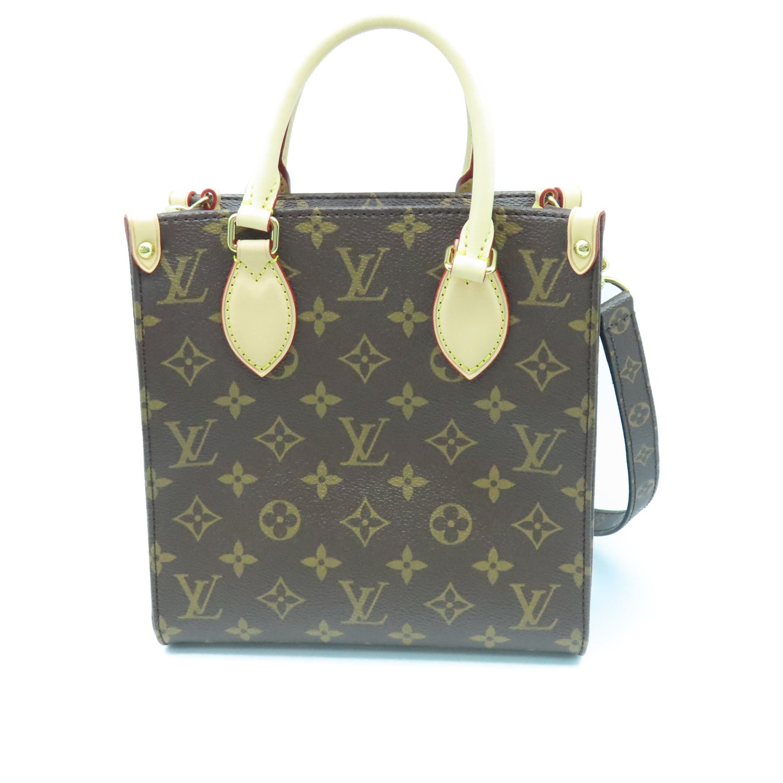 LOUIS VUITTON Monogram Plat BB金扣手挽肩背兩用袋棕色