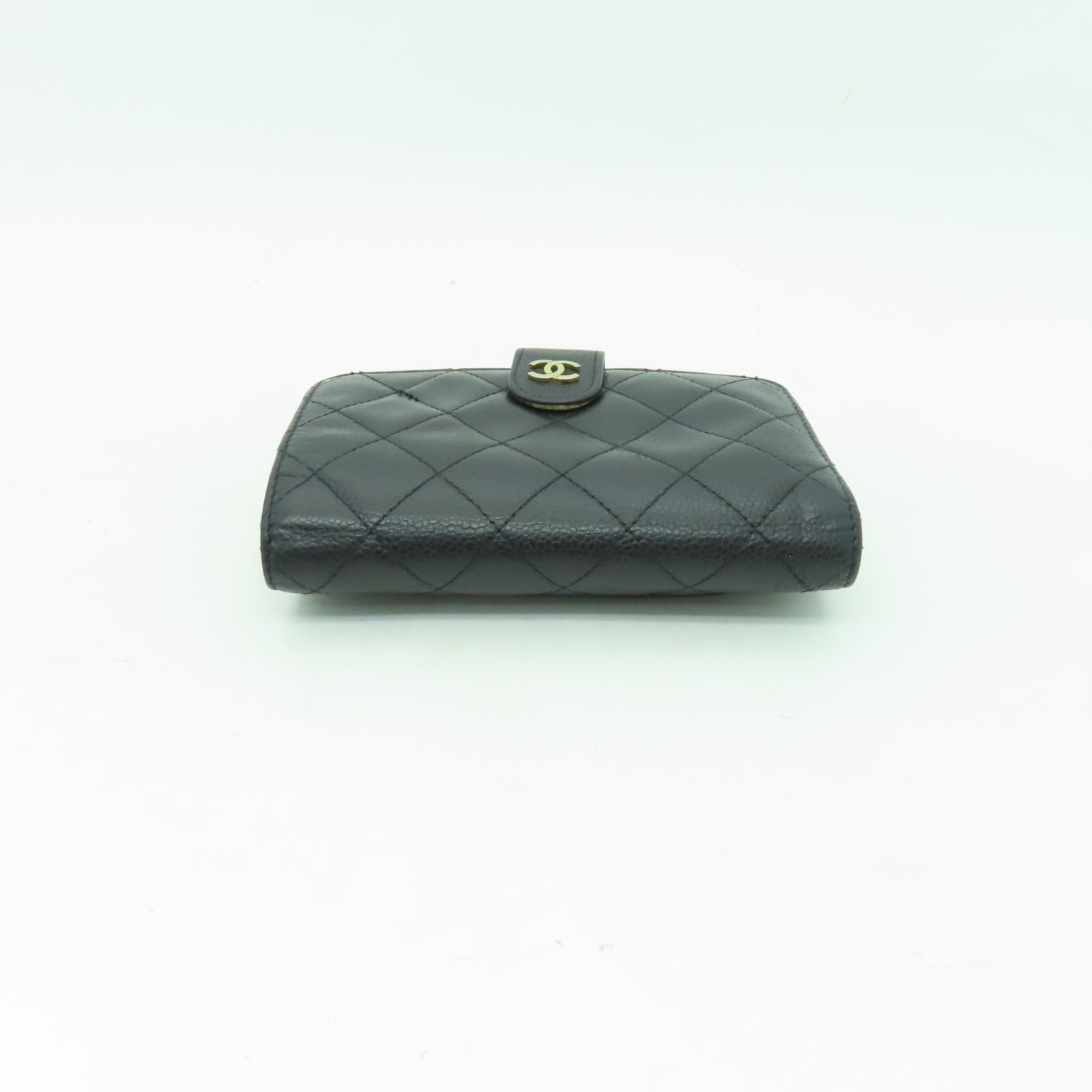 CHANEL Caviar皮革Wallet金扣錢包黑色