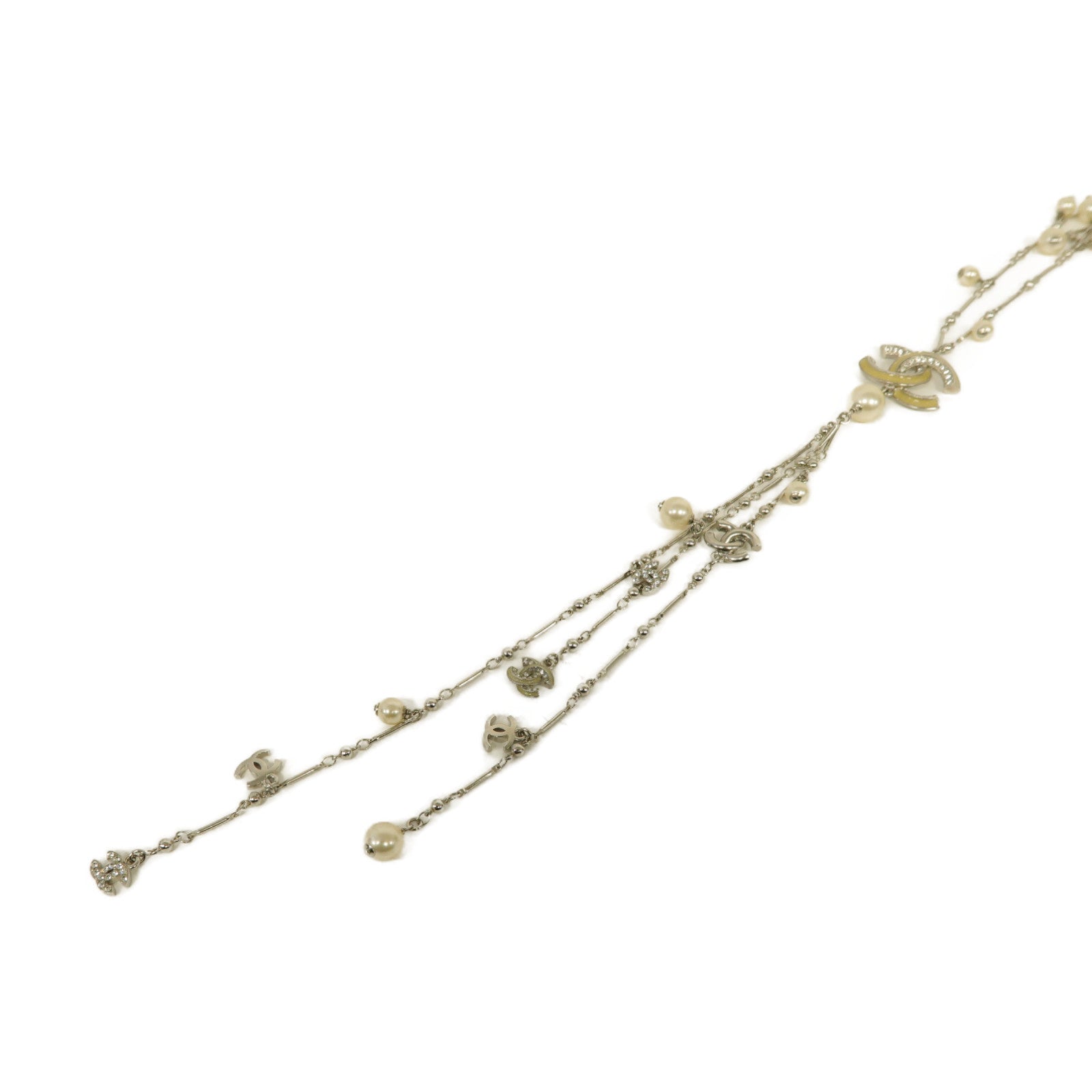 CHANEL 金屬Necklace項鍊銀色/白色