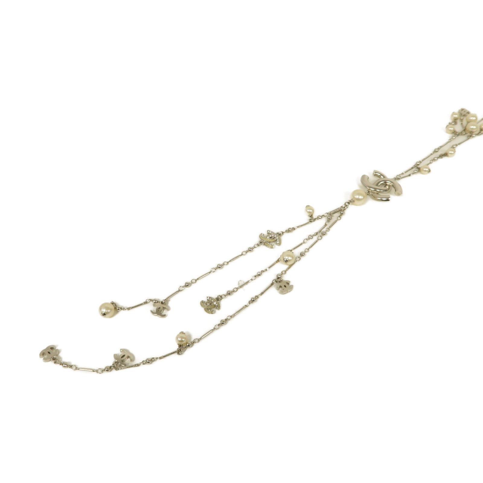 CHANEL 金屬Necklace項鍊銀色/白色