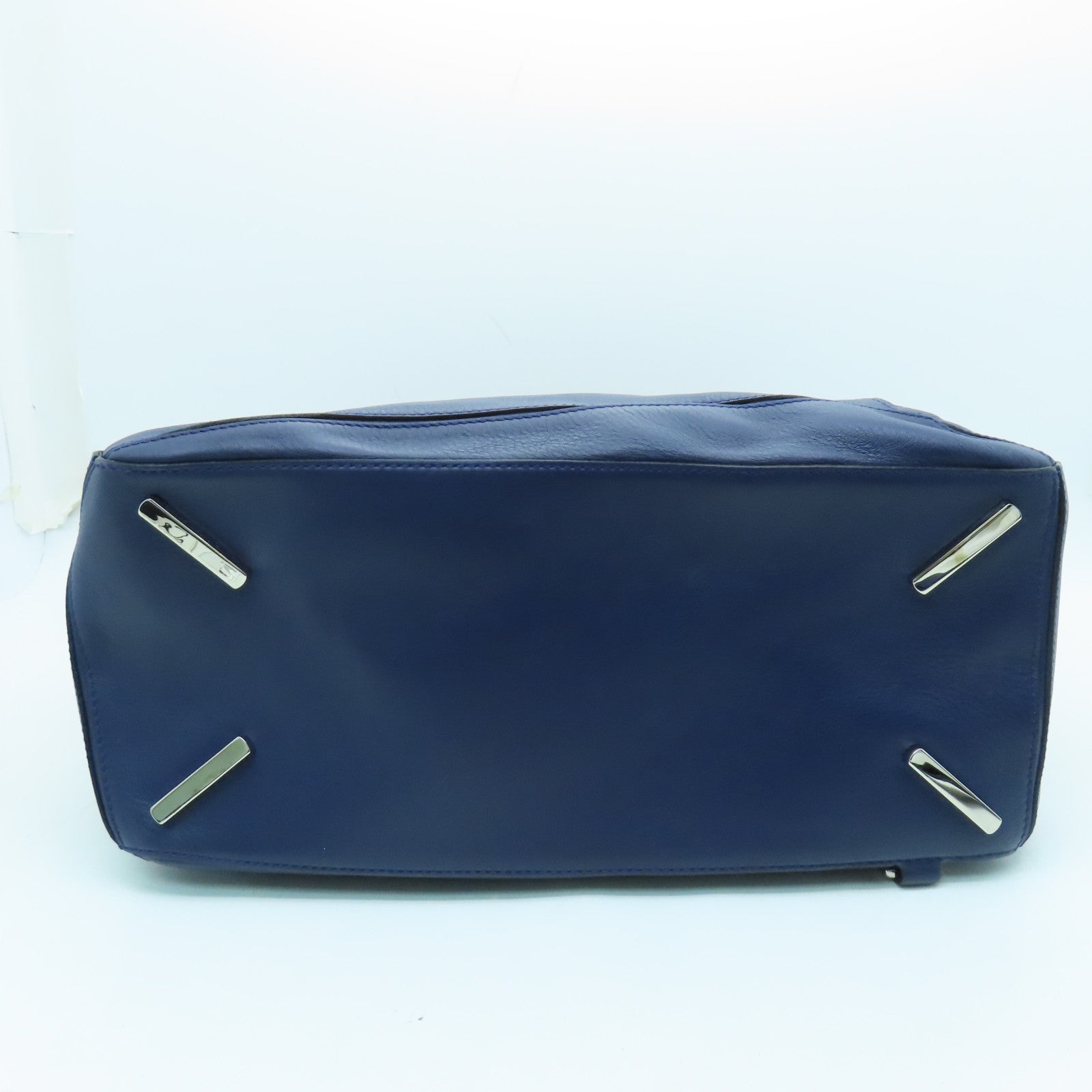 LOEWE Cowhide Leather Puzzle Large Silver Buckle Handle Shoulder Backpack Dark Blue