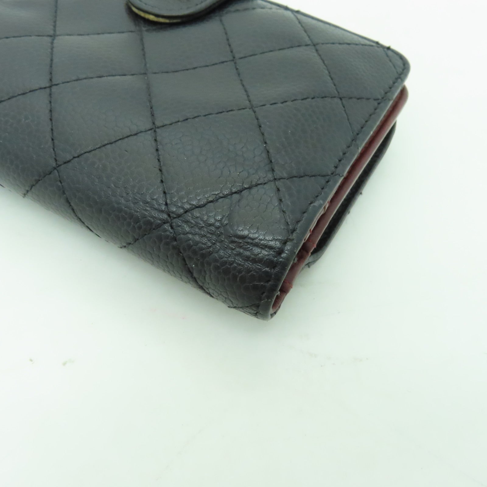 CHANEL Caviar皮革Wallet金扣錢包黑色