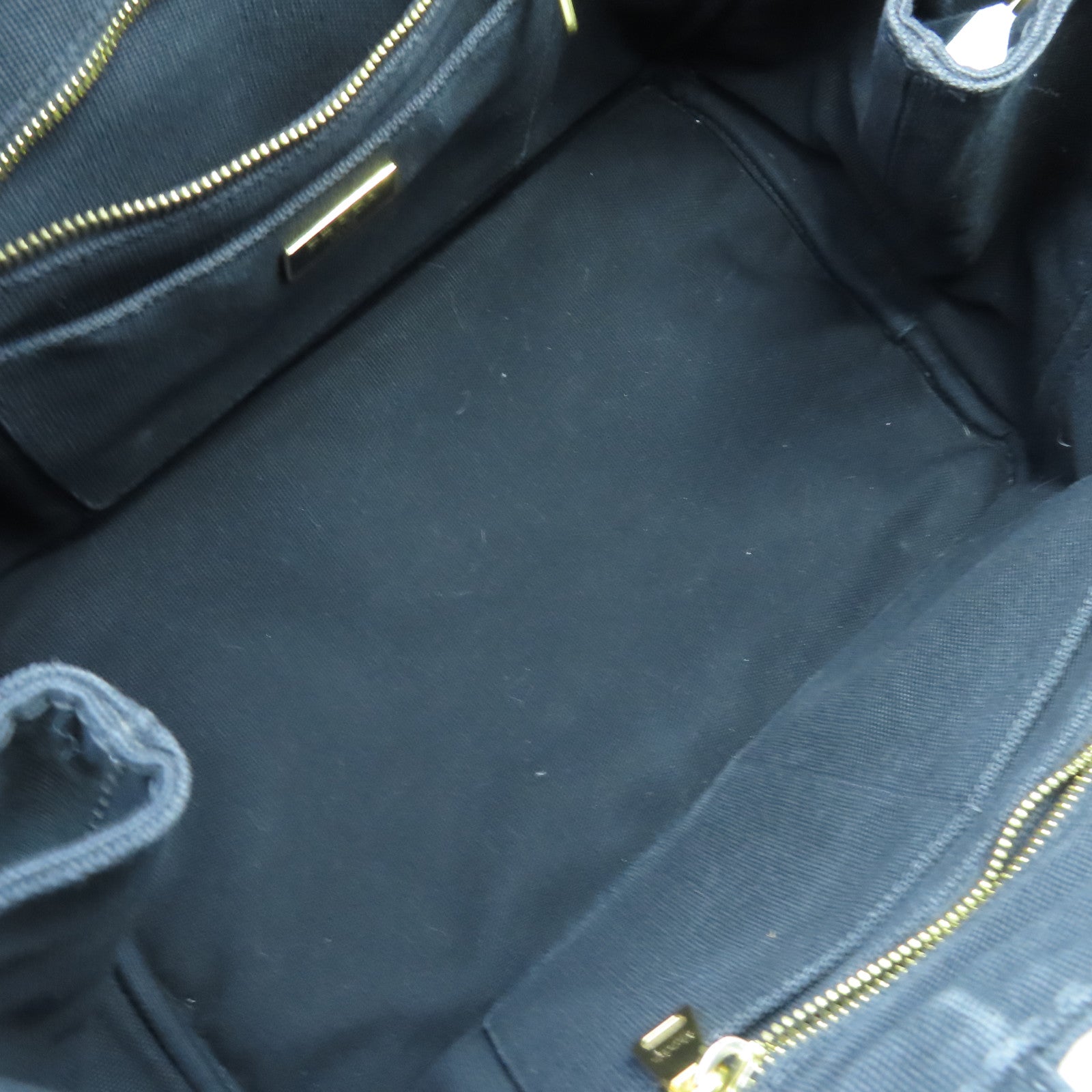 PRADA Canvas 2way Shoulder Bag Gold Buckle Handle Shoulder Bag Black