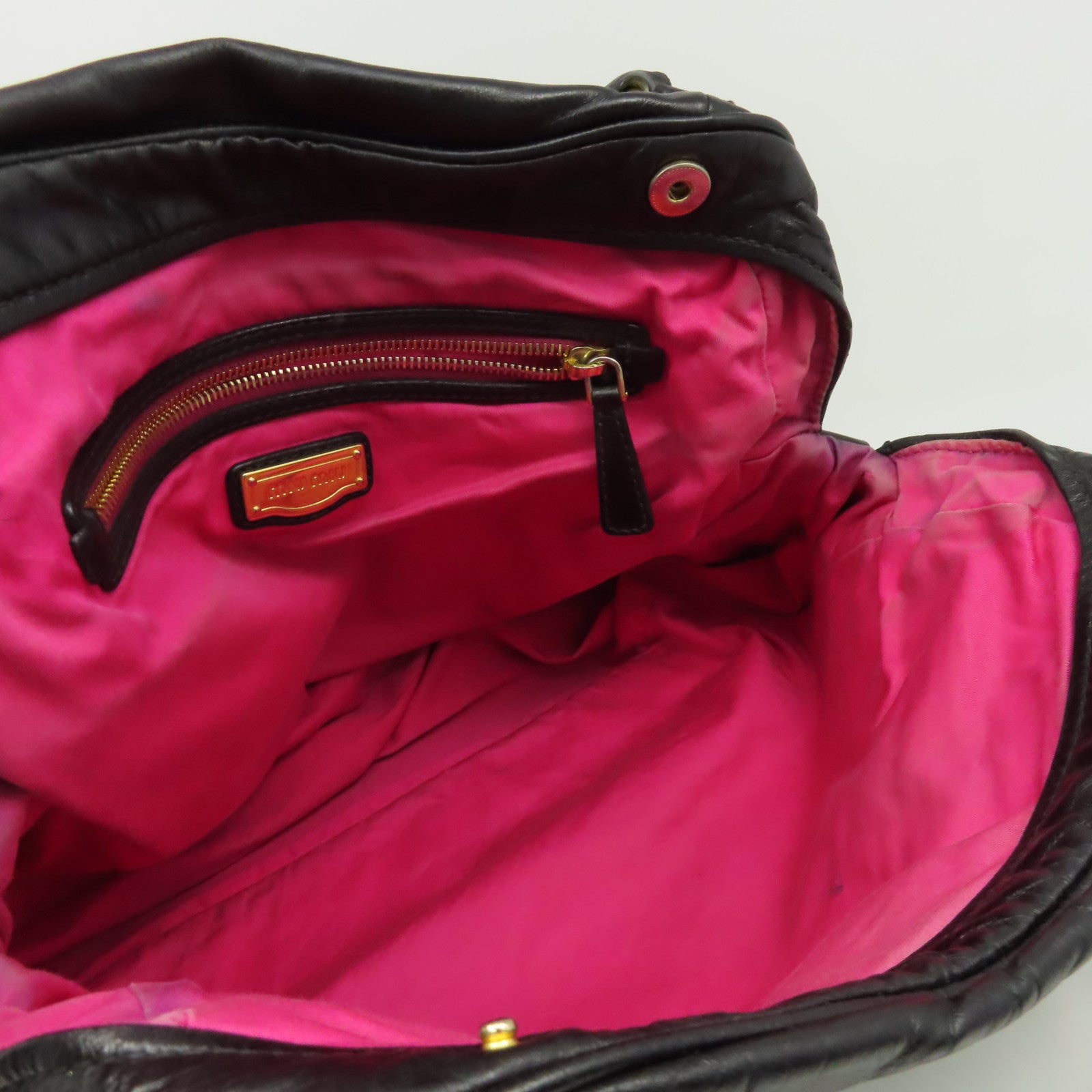 Miu Miu 牛皮皮革2 Way Shoulder金扣手挽肩背兩用袋黑色