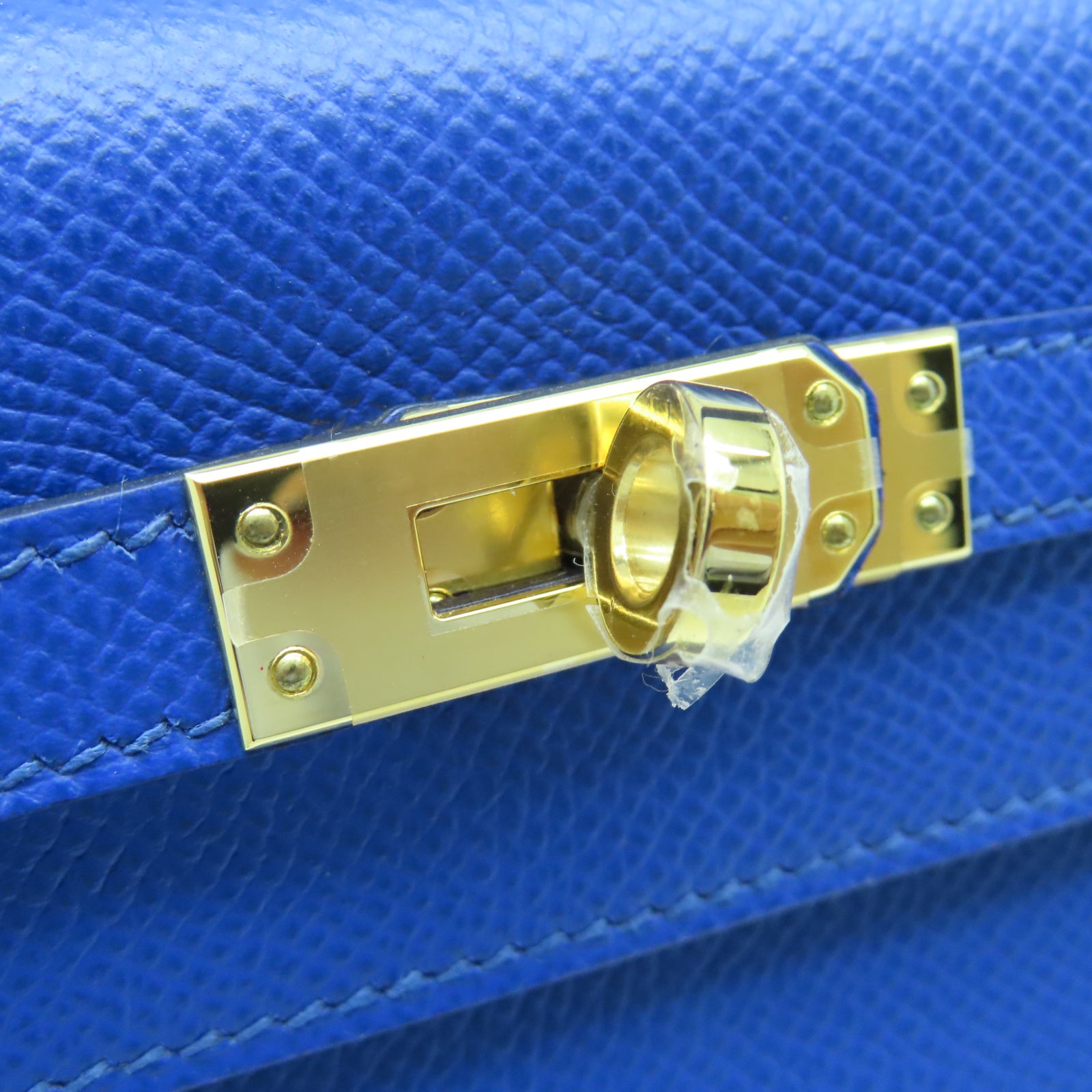 HERMES Veau Epsom皮革Kelly 25金扣手挽肩背两用袋蓝色
