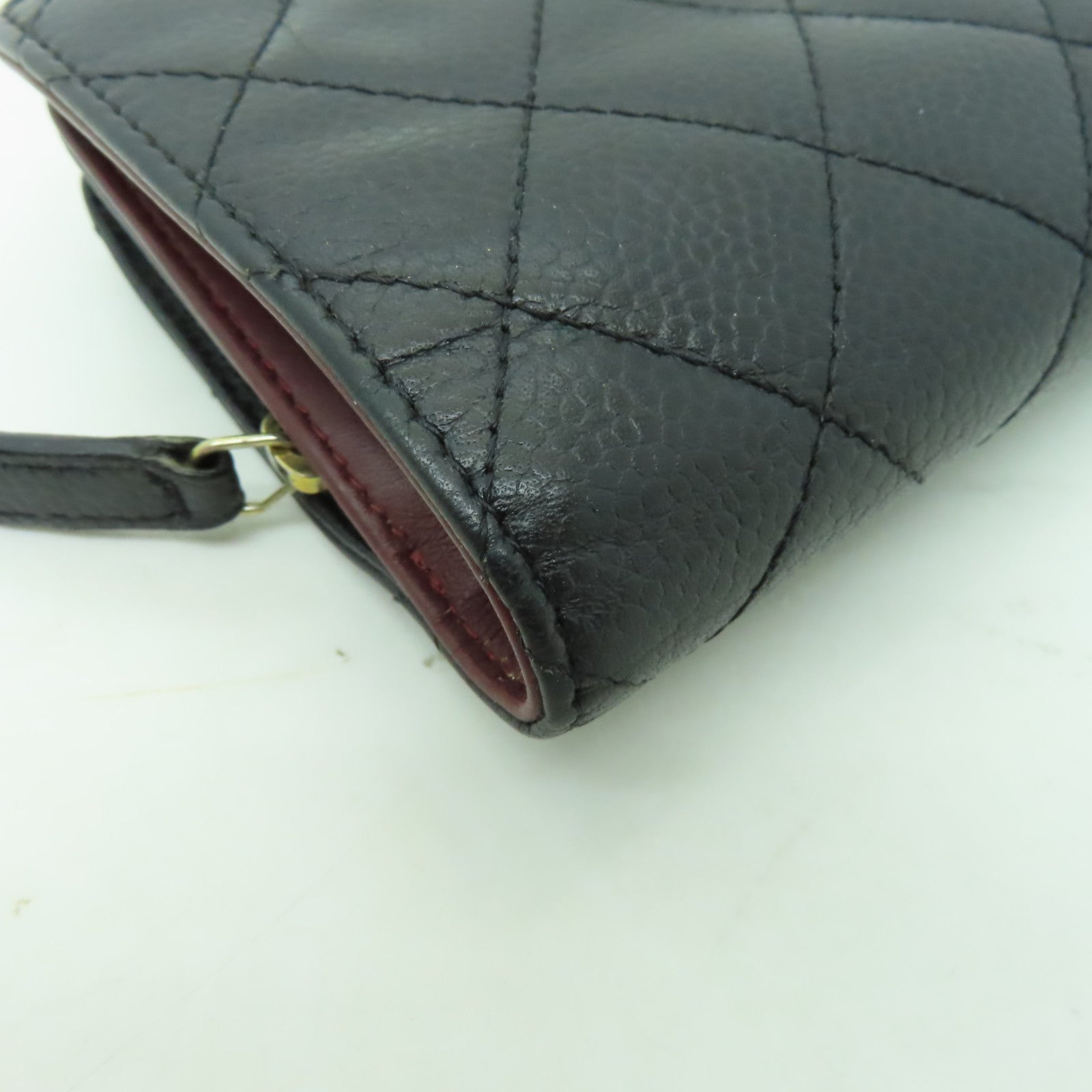 CHANEL Caviar皮革Wallet金扣錢包黑色