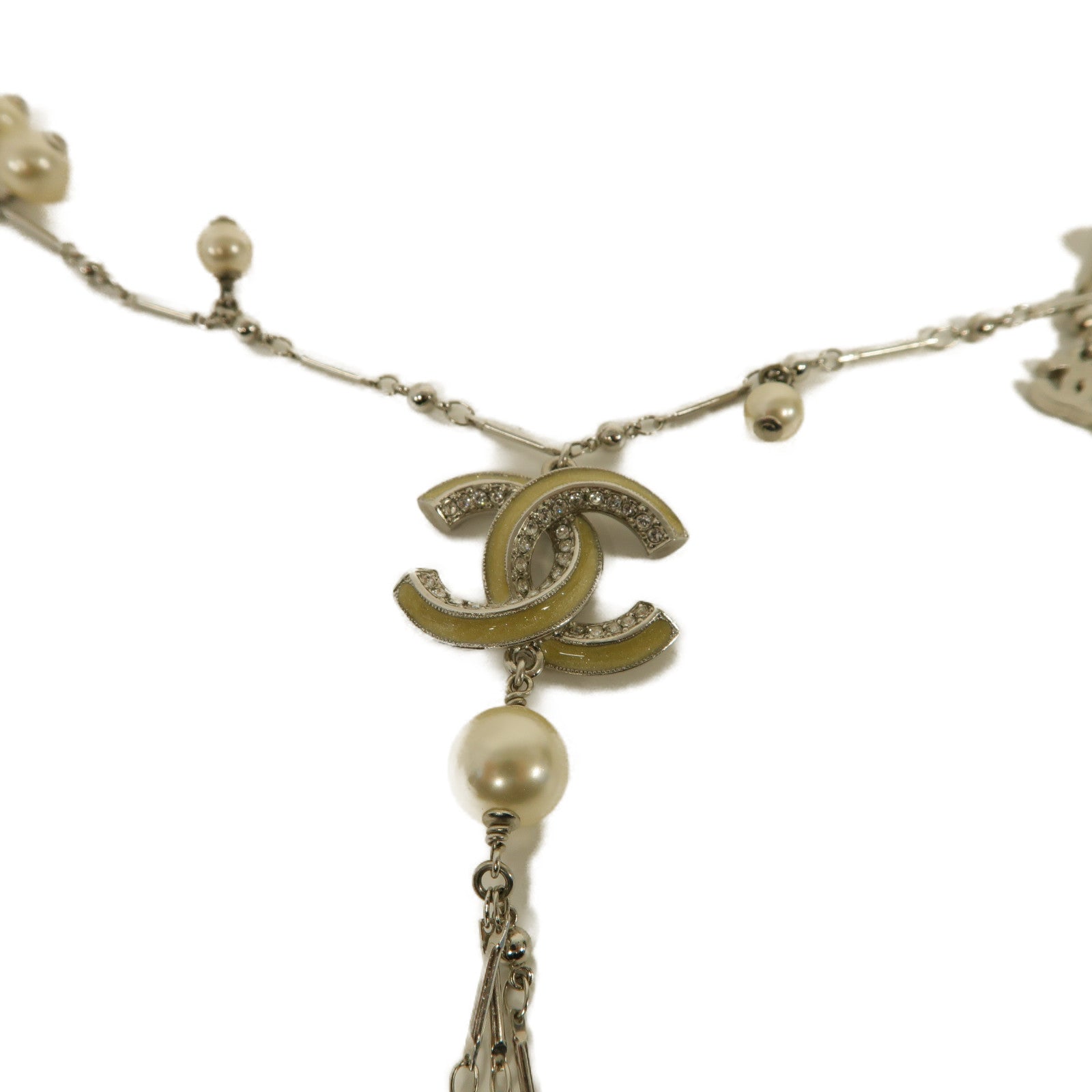 CHANEL 金屬Necklace項鍊銀色/白色