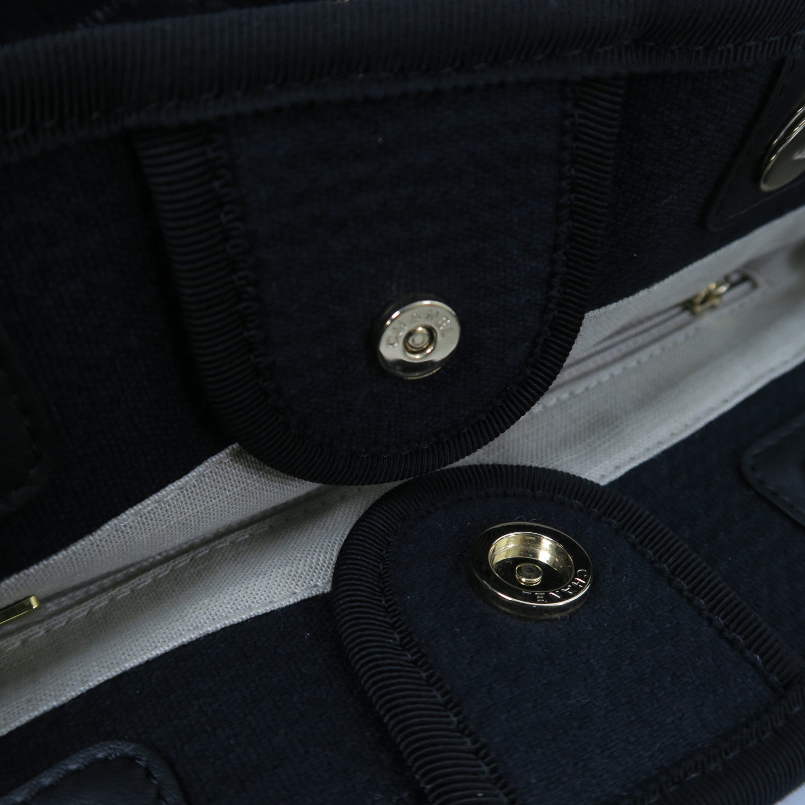 CHANEL 帆布/皮革2 Way Shoulder銀扣手挽肩背兩用袋黑色