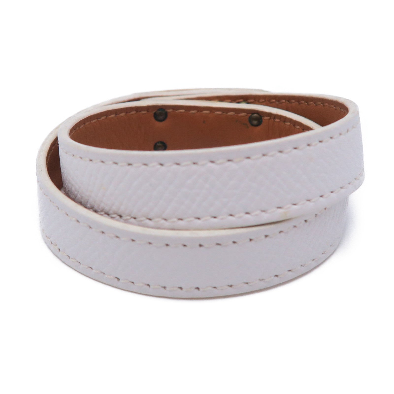 HERMES Epsom皮革Kelly Double Tour金扣手鐲白色
