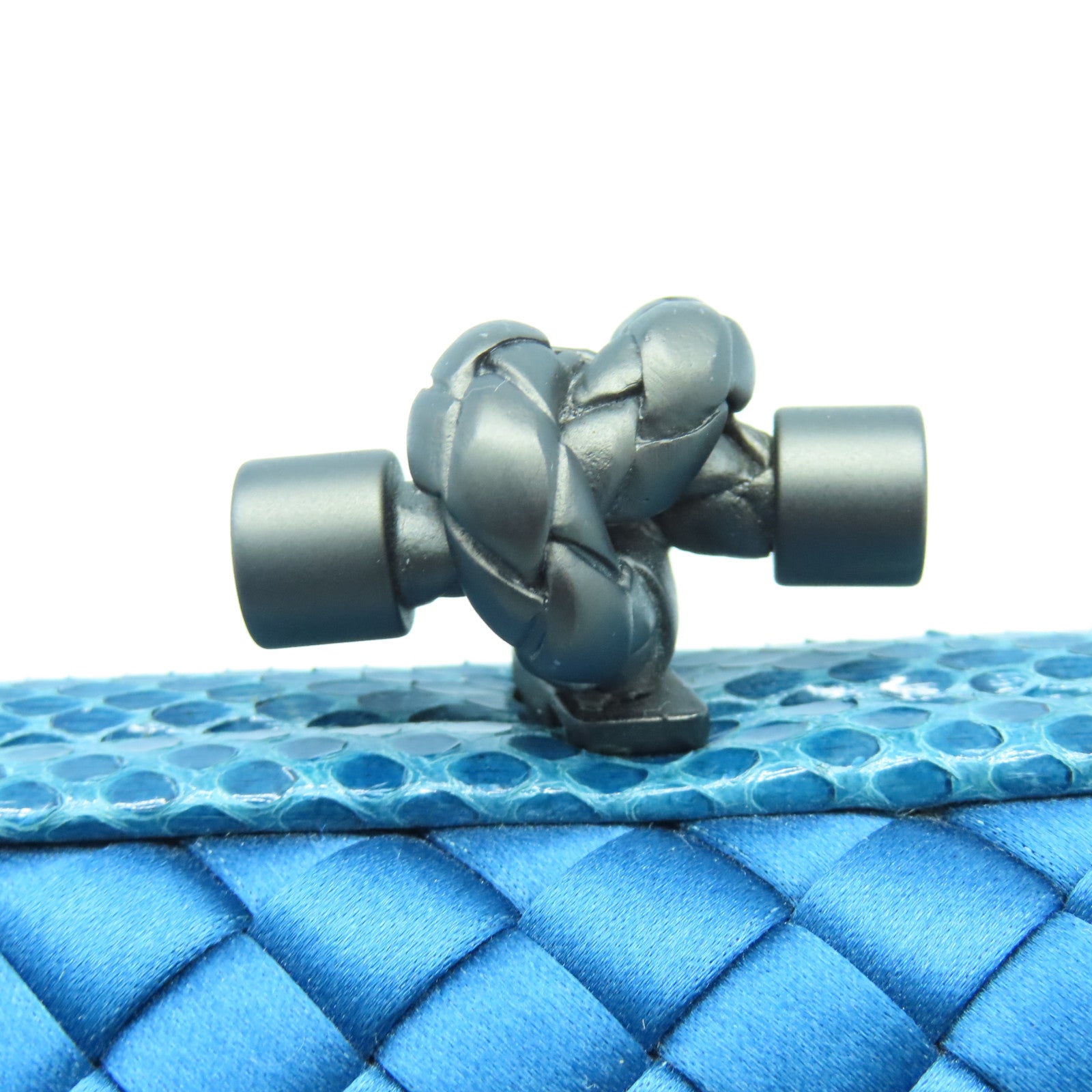 BOTTEGA VENETA Satin Knot Clutch Bag Blue