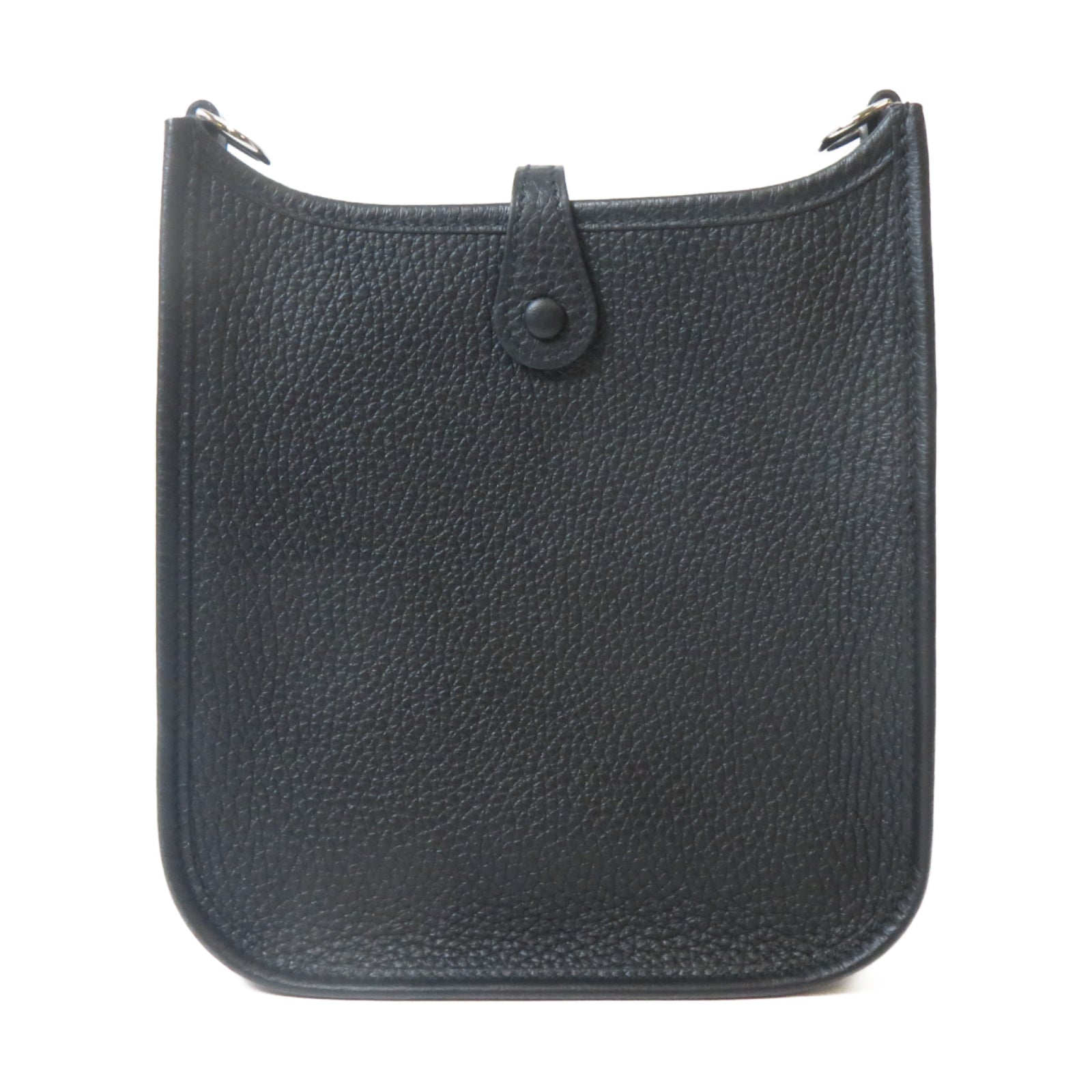 HERMES Clemence皮革Evelyne TPM銀扣肩背袋Noir黑色