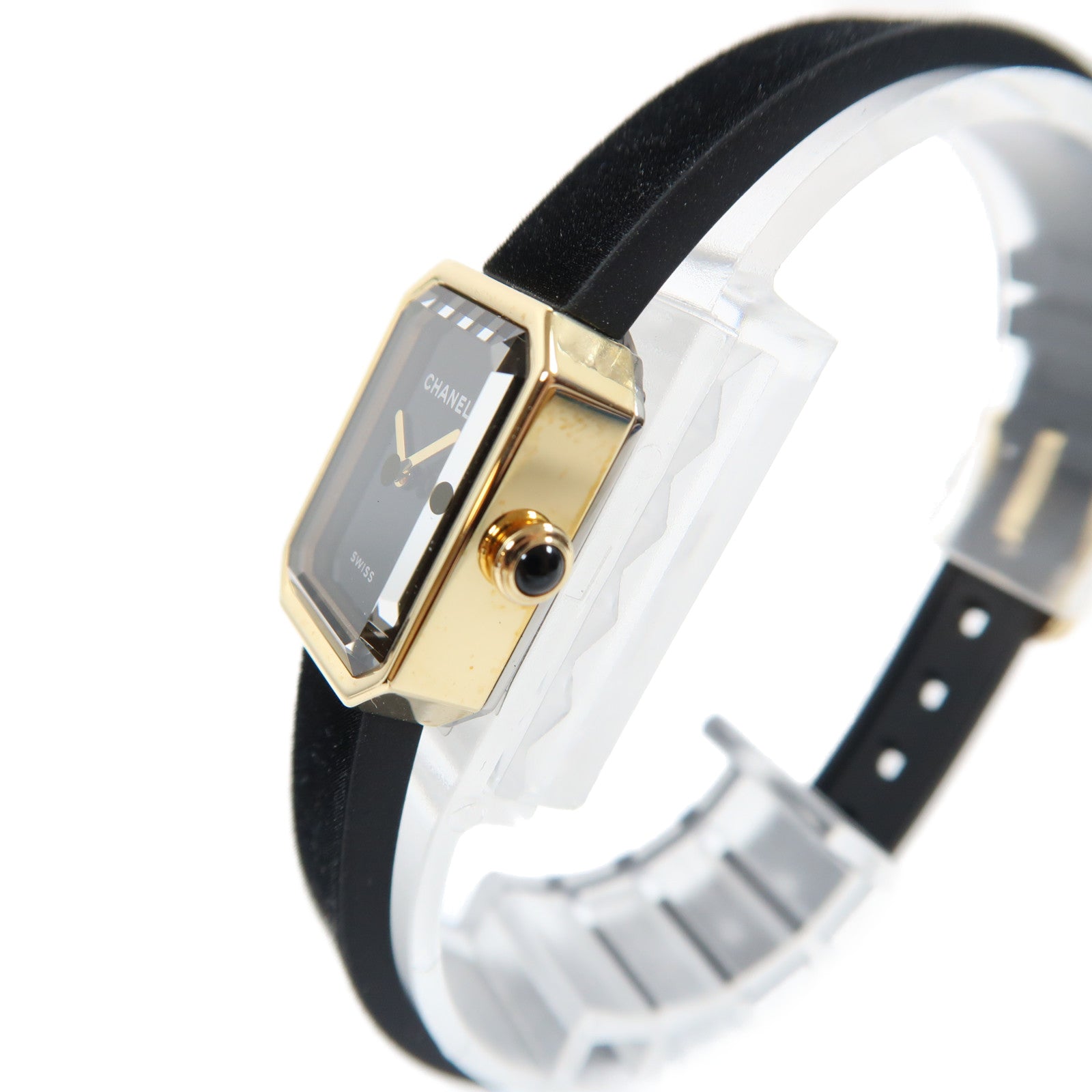CHANEL 18K黃金Premiere Ribbon Watch橡皮手錶石英機芯黑色