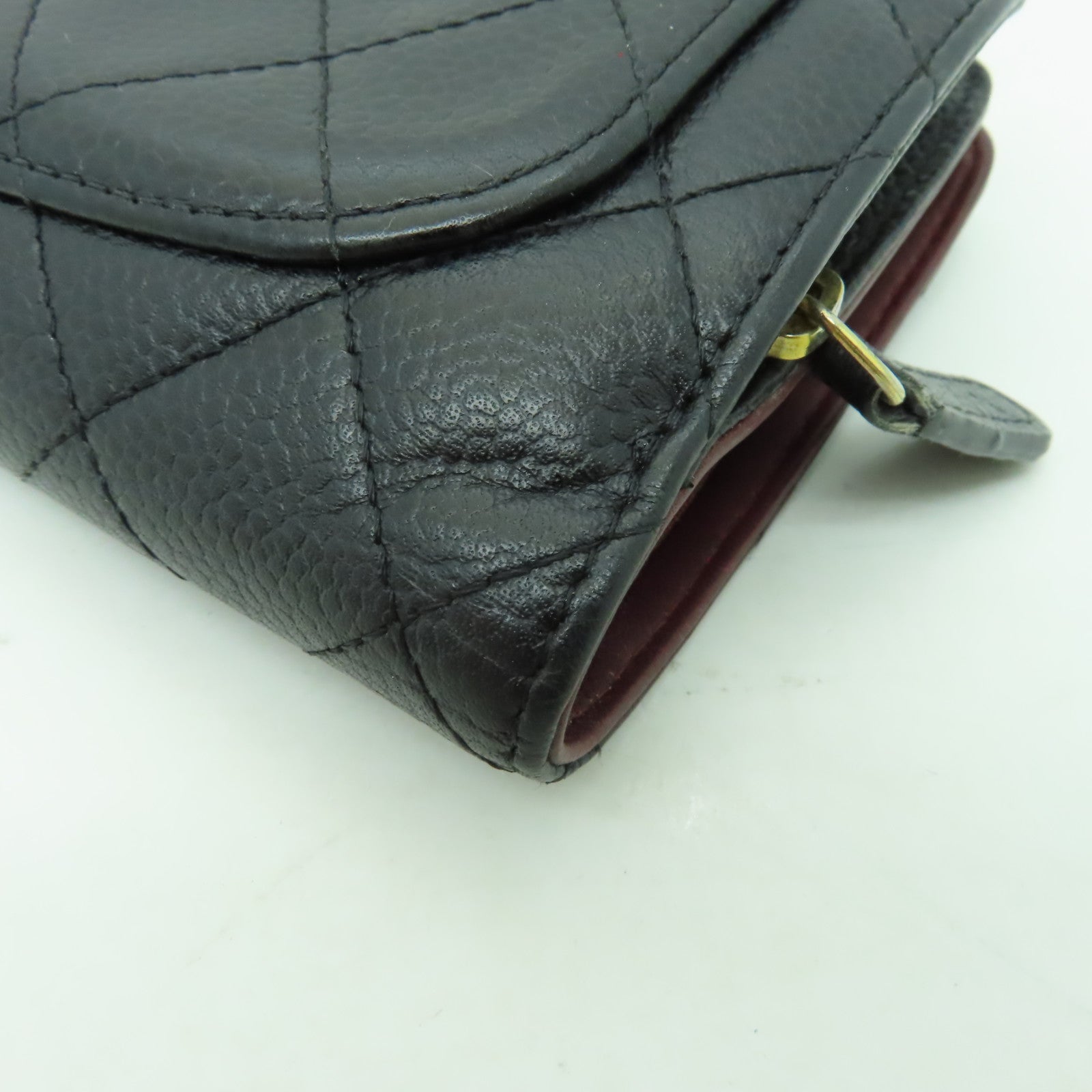CHANEL Caviar皮革Wallet金扣錢包黑色