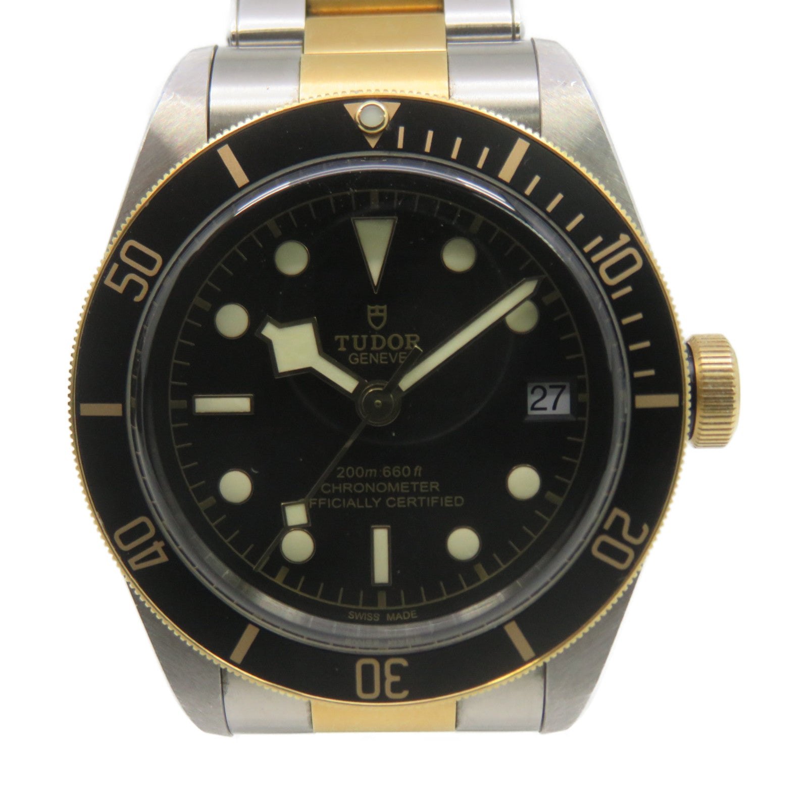 TUDOR BLACK BAY S&amp;G Watch 18K黄金/不锈钢自动机芯手表黑色