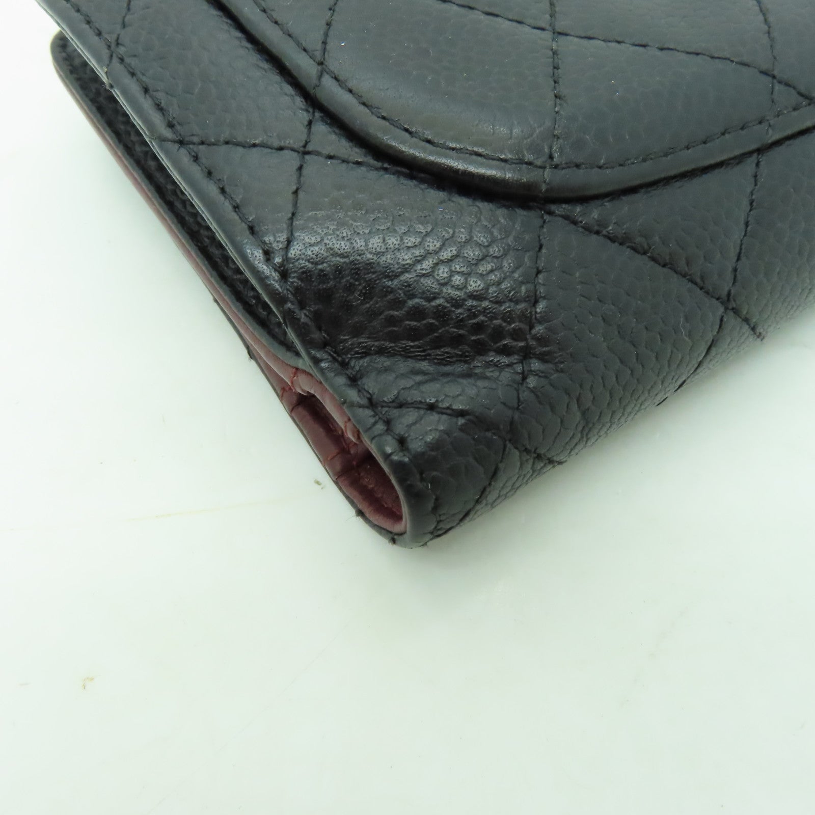 CHANEL Caviar皮革Wallet金扣錢包黑色