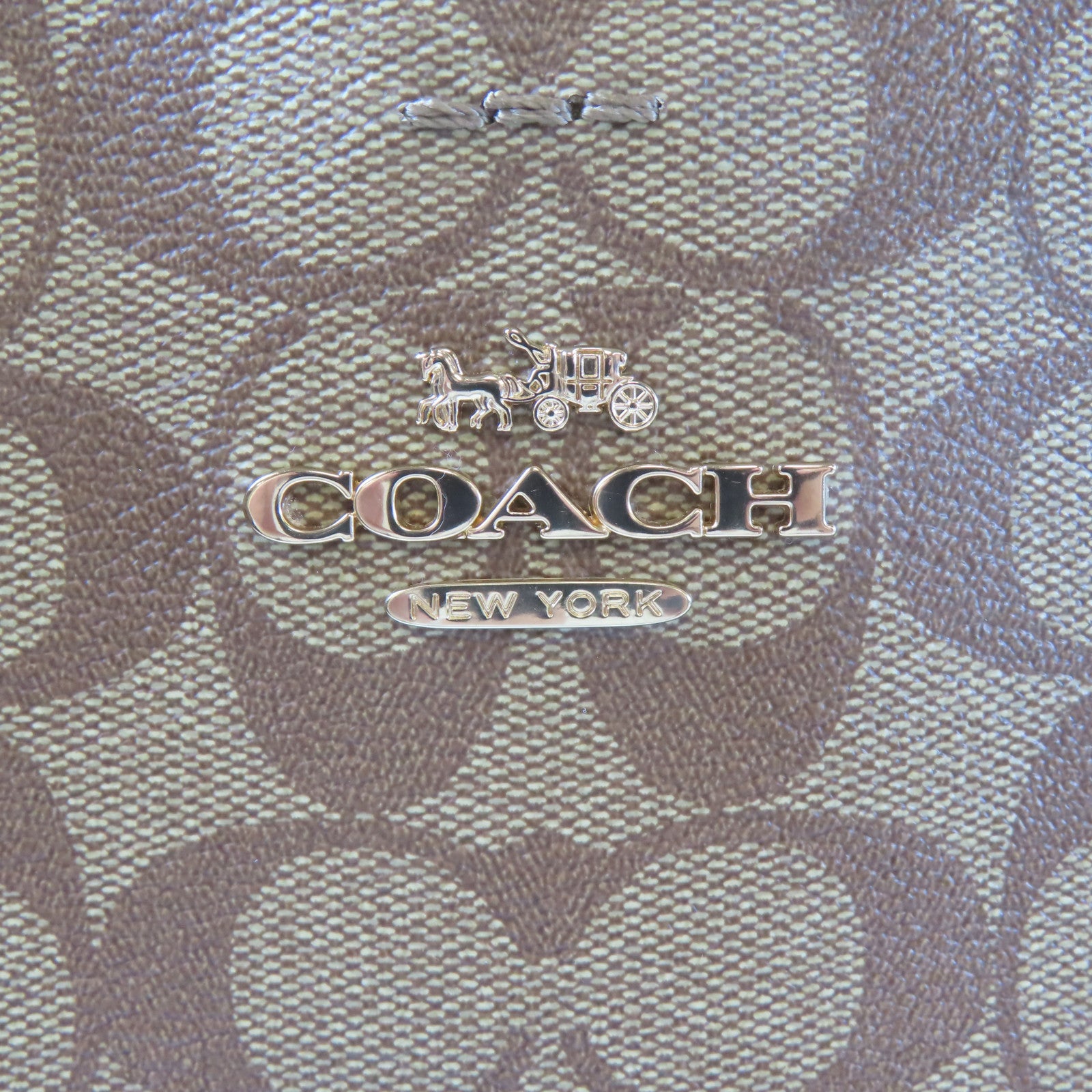 COACH 塗層帆布2way Shoulder Bag金扣手挽肩背兩用袋棕色
