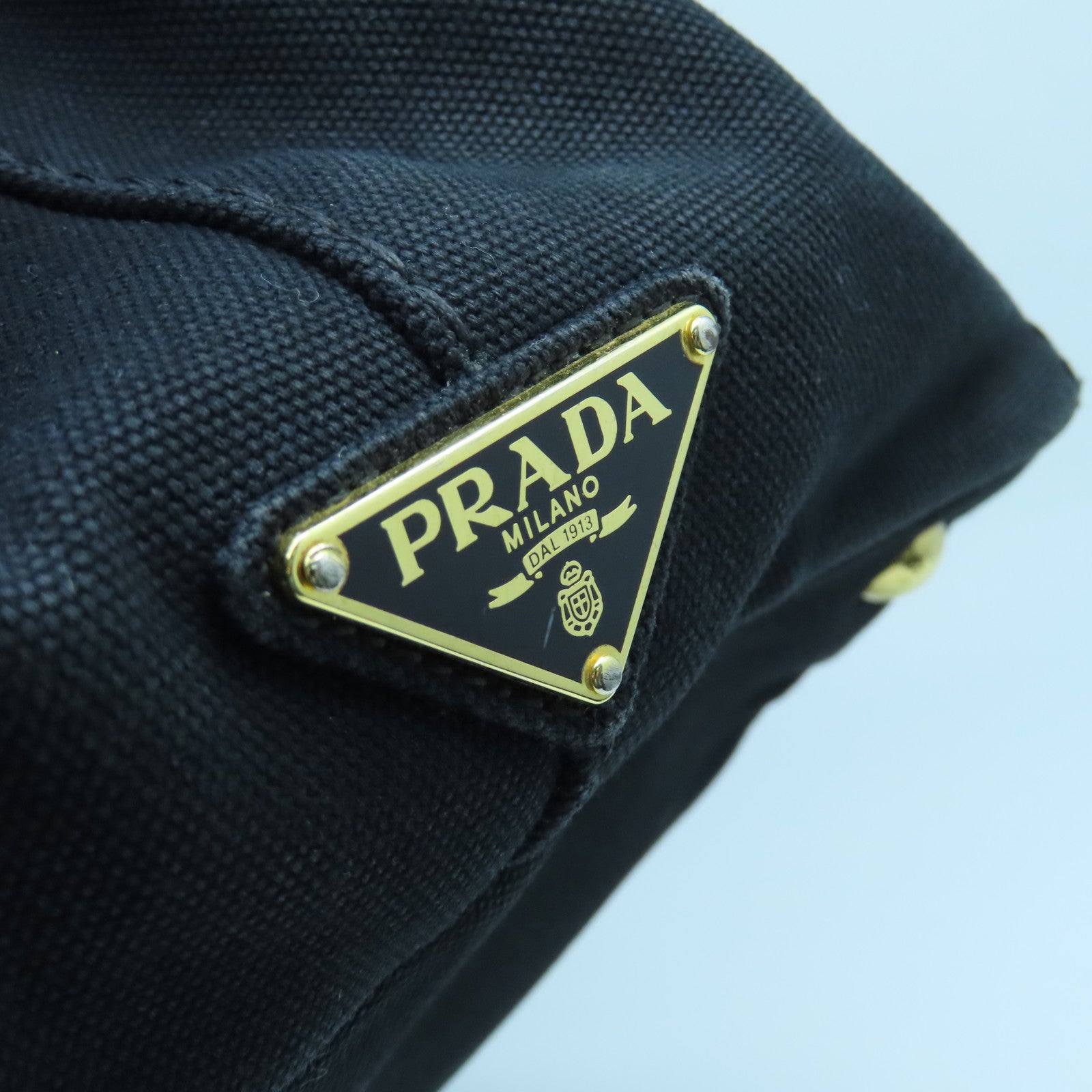 PRADA Canvas 2way Shoulder Bag Gold Buckle Handle Shoulder Bag Black