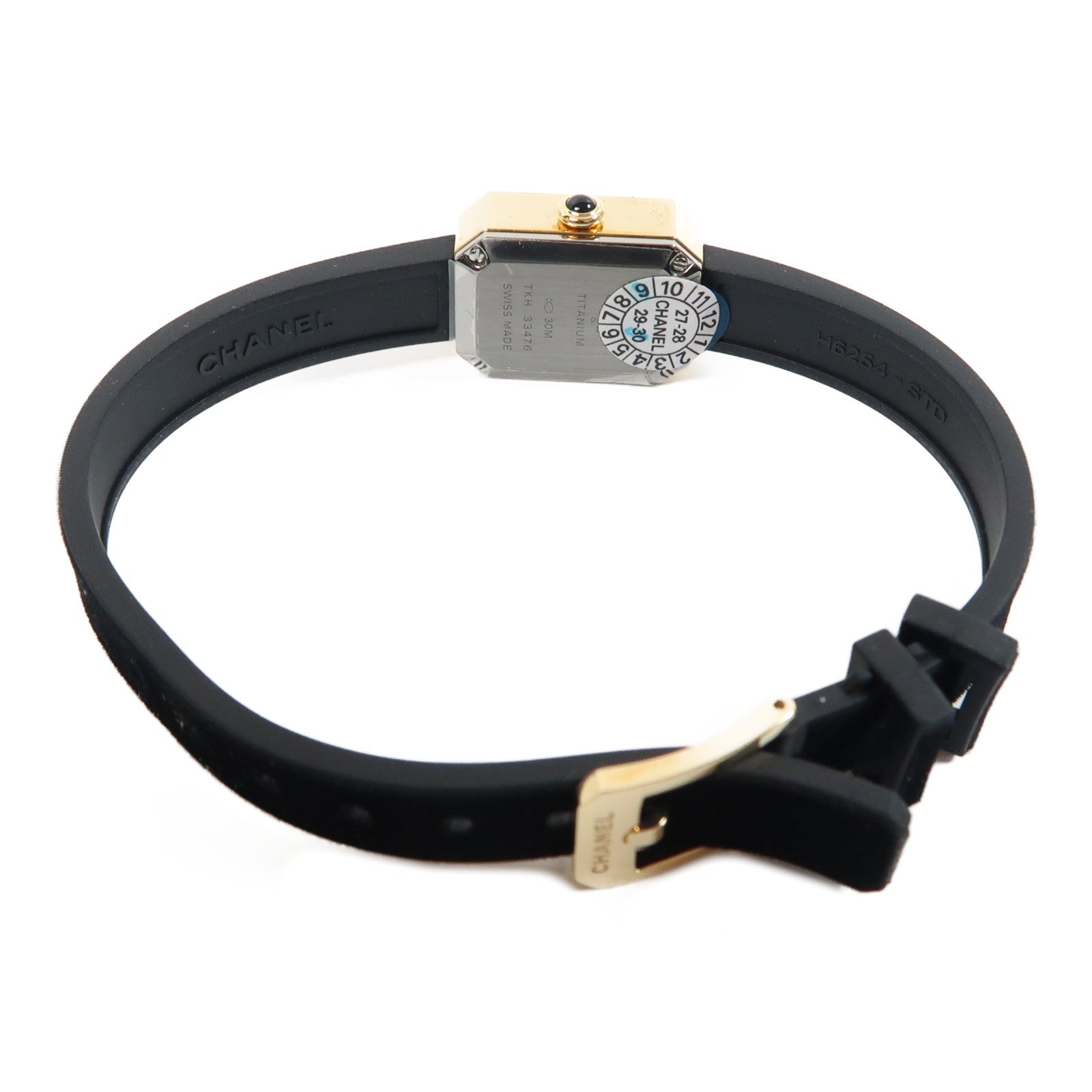 CHANEL 18K黃金Premiere Ribbon Watch橡皮手錶石英機芯黑色