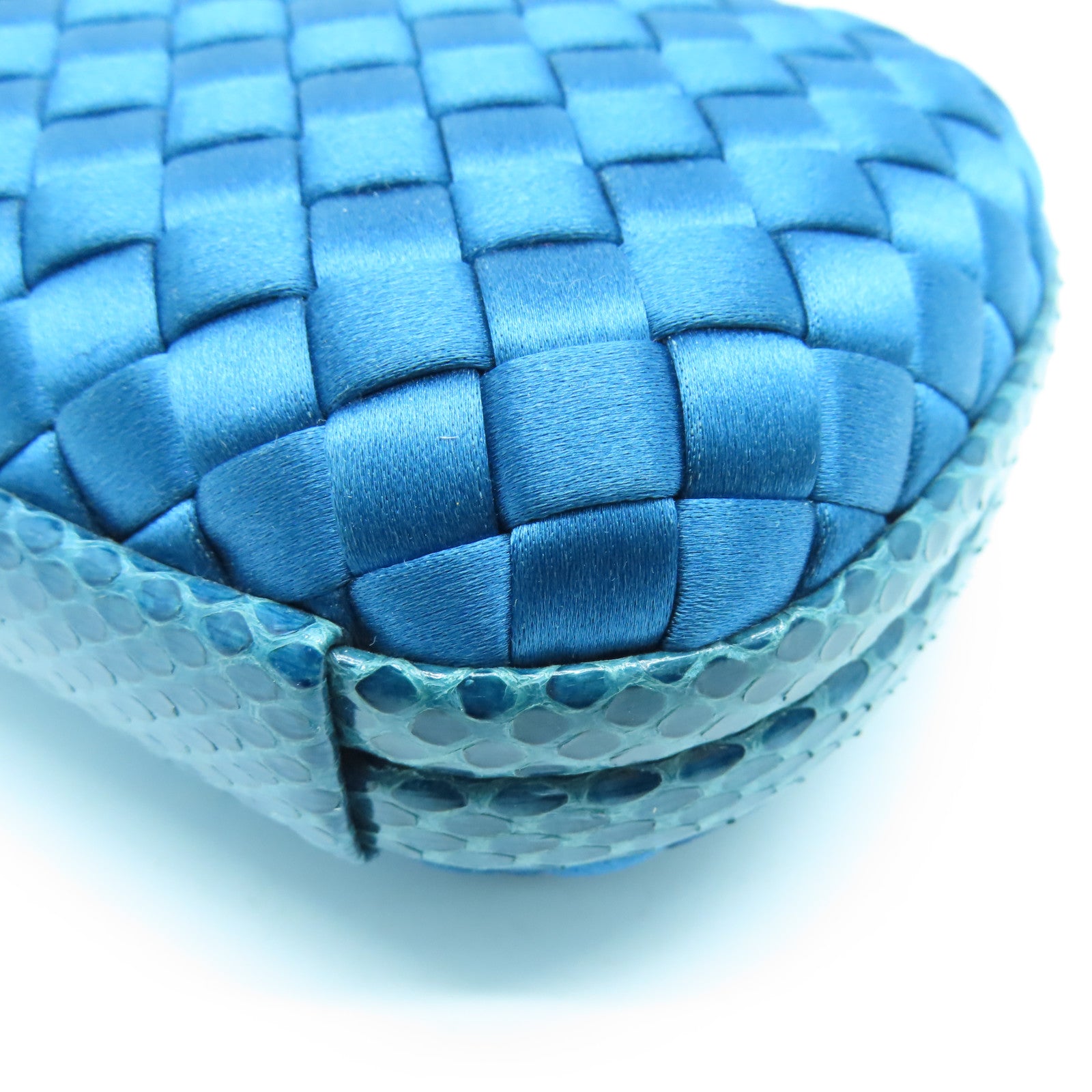 BOTTEGA VENETA Satin Knot Clutch Bag Blue