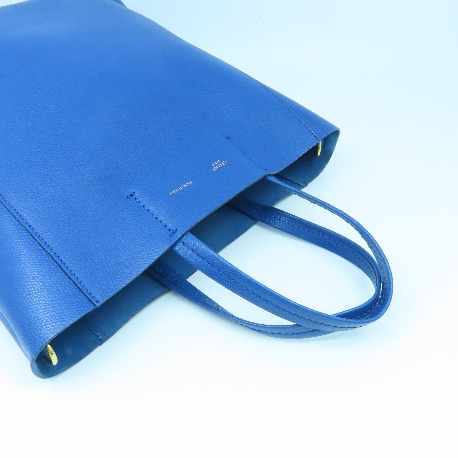 CELINE cowhide leather Shoulder Bag gold buckle shoulder bag blue
