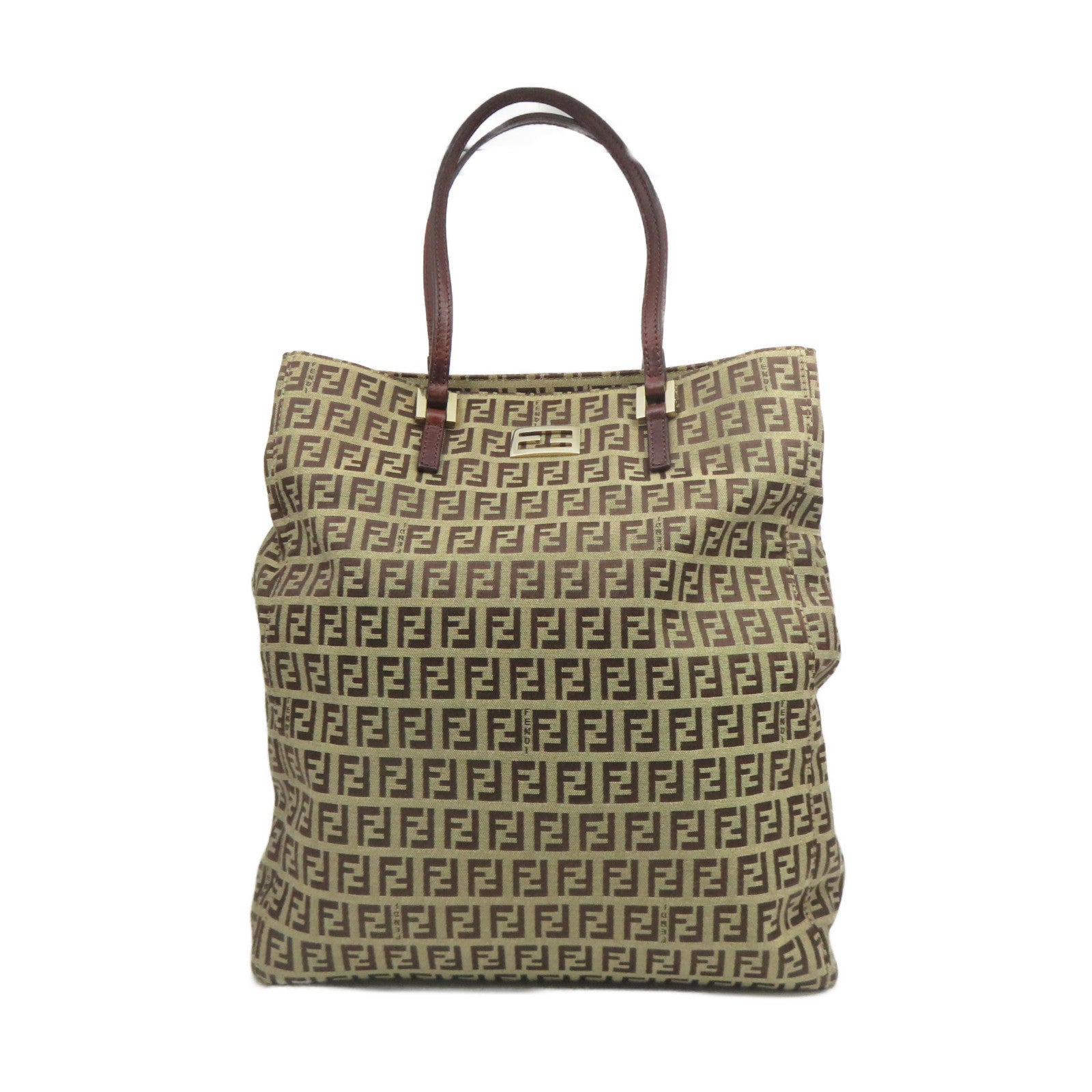 FENDI 帆布Vintage Tote Bag金扣手挽袋啡色