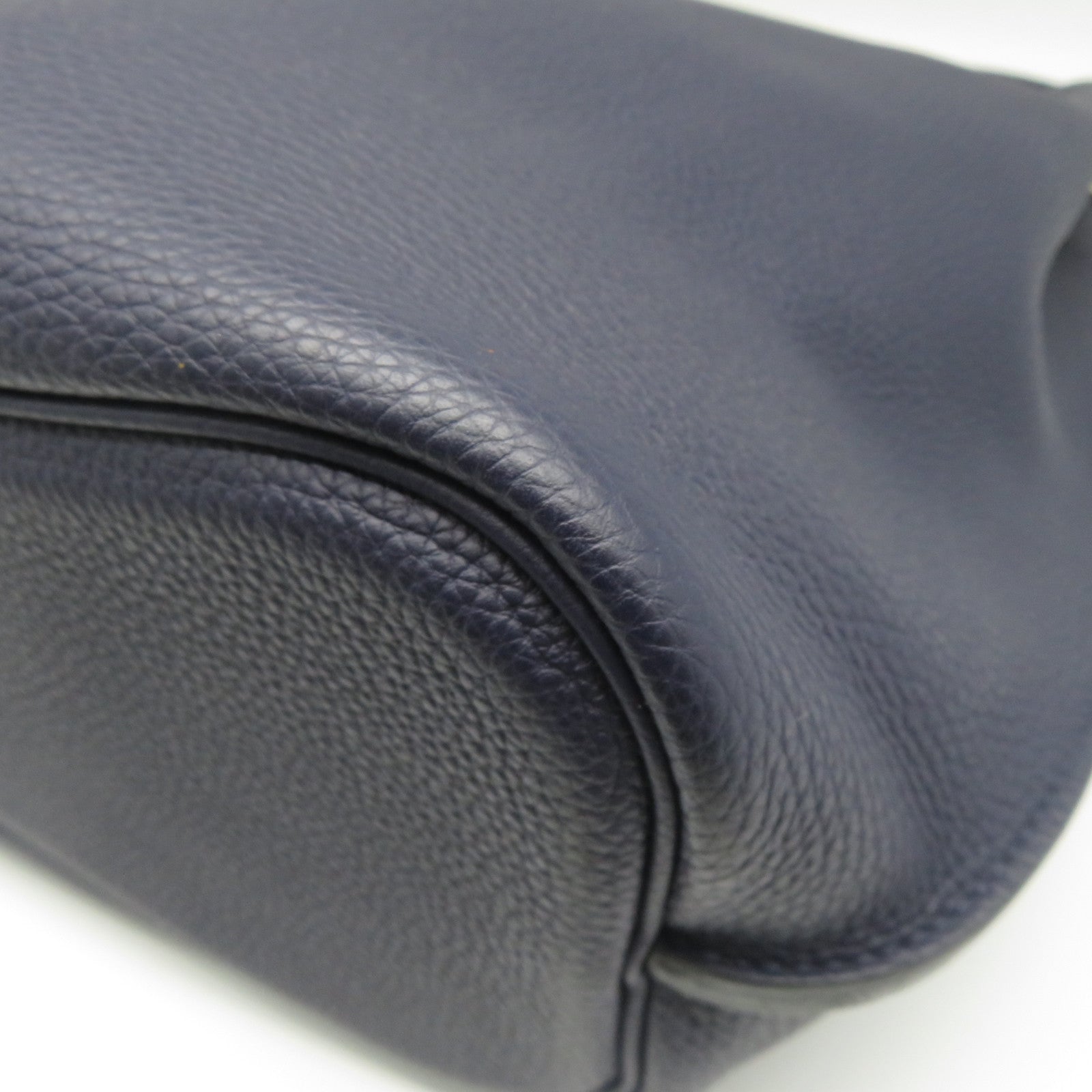 HERMES Clemence皮革So Kelly 26銀扣肩背袋午夜藍色